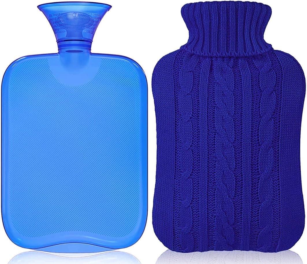 Attmu Transparent Classic Hot Water Bottle, Blue