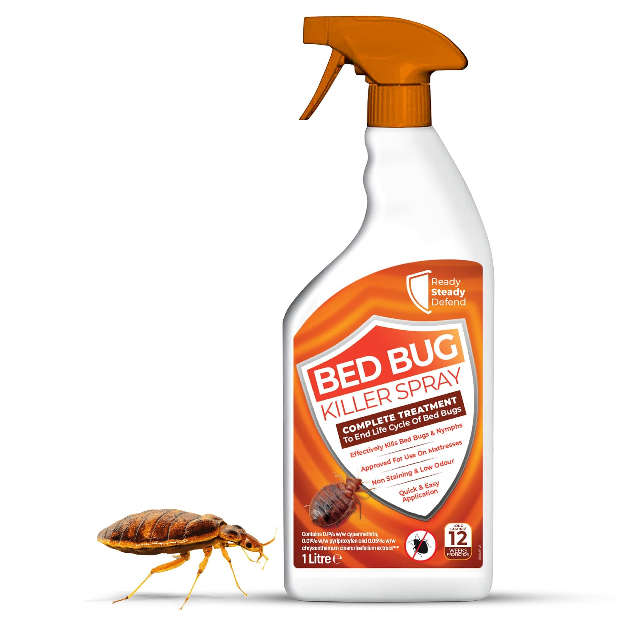 Bed Bug Killer Spray | 1 Litre | Complete Treatment to End Life Cycle of Bed Bugs, Eggs, Nymphs | Safe to Use On Mattresses, Bedding & Carpets | Non Staining & Low Odour | Quick & Easy Application