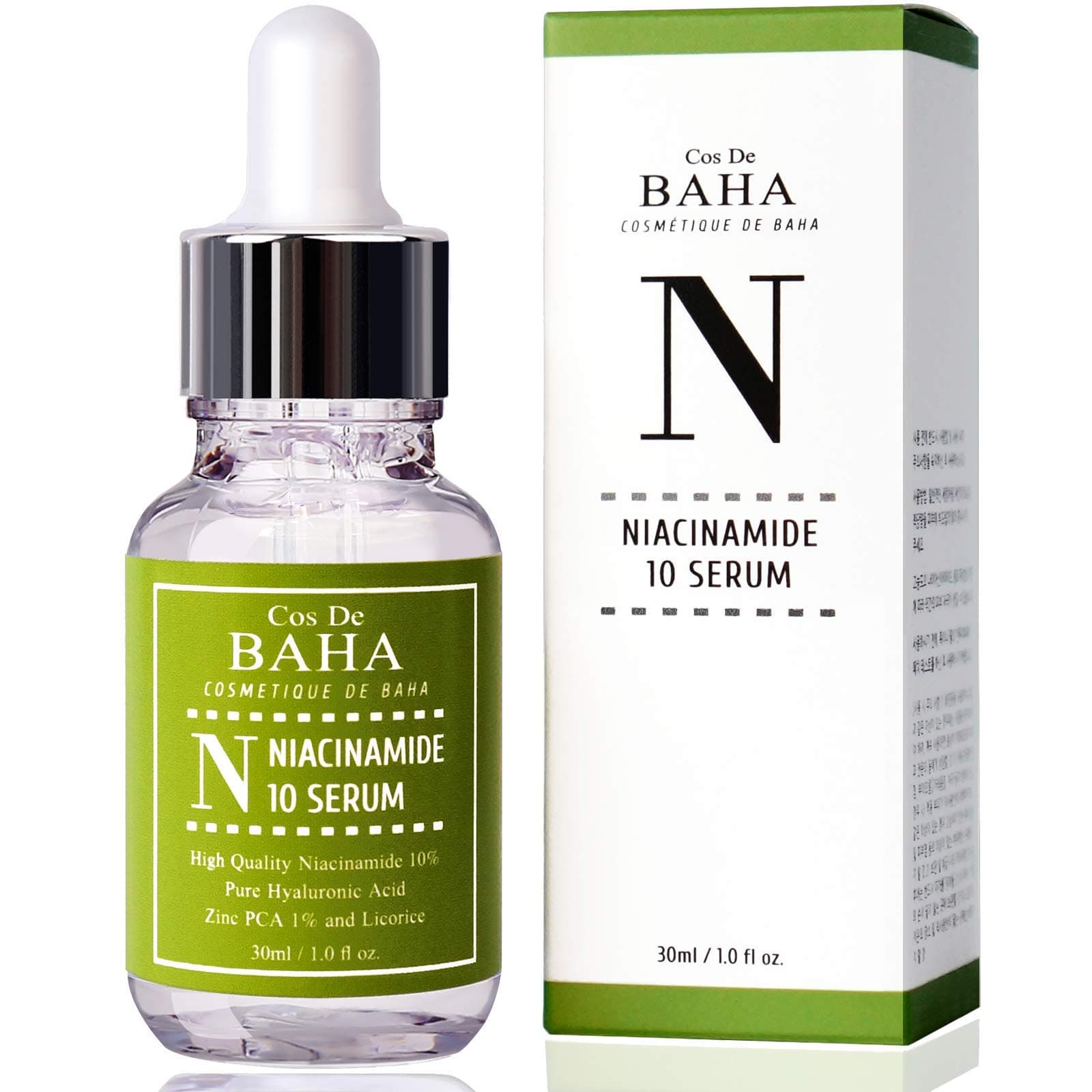 Cos De Baha Niacinamide Serum 10% With Hyaluronic Acid-Tightens Pores, Reduces Wrinkles, Boosts Collagen & Repairs Skin, Organic, Vitamin B3 1Fl-Oz