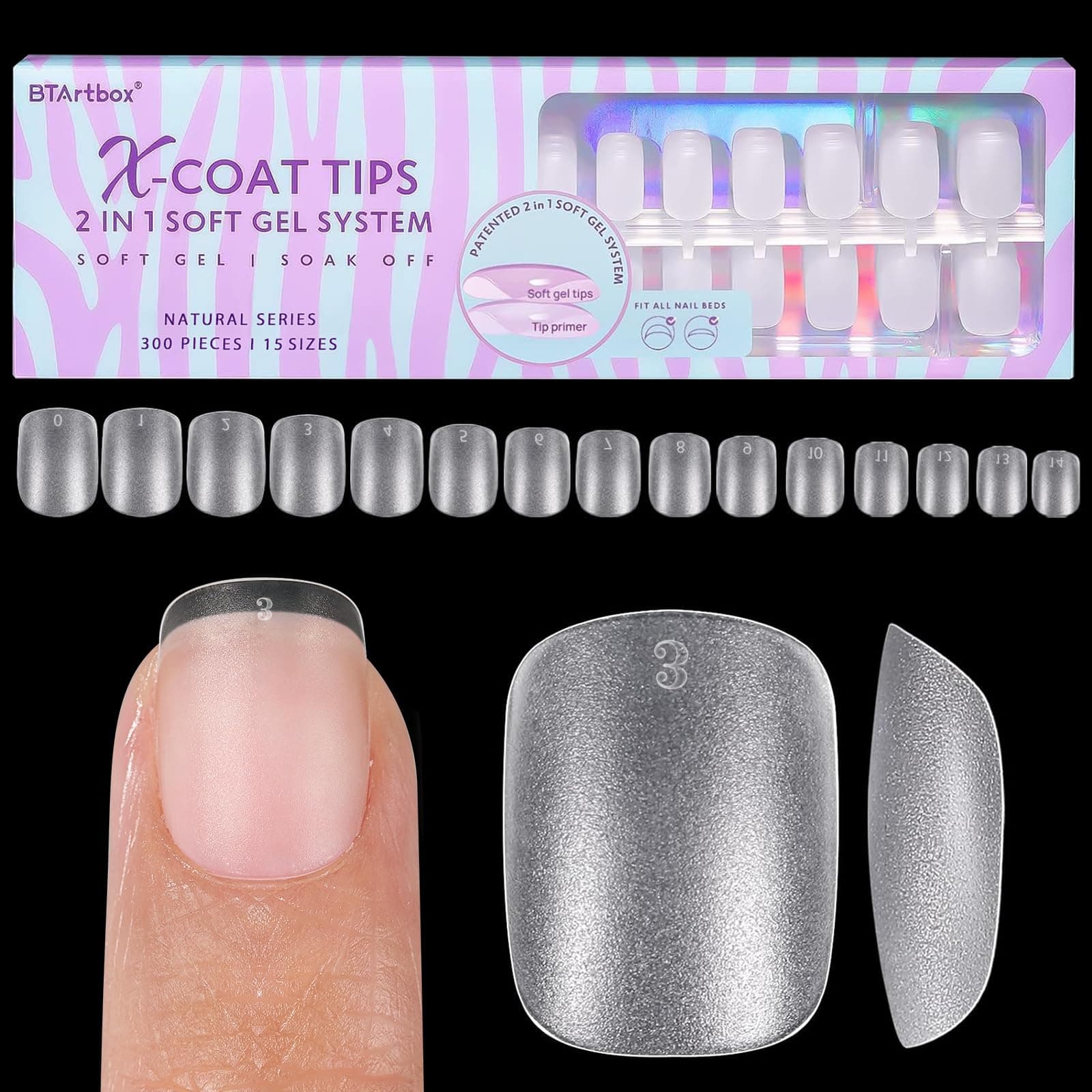 BTArtbox Extra Short Square Nail Tips - Clear Short Gel Nails with Tip Primer Cover, Stronger Adhesion Full Cover Soft Gel Fake Nail Tips for Easy Nail Extension