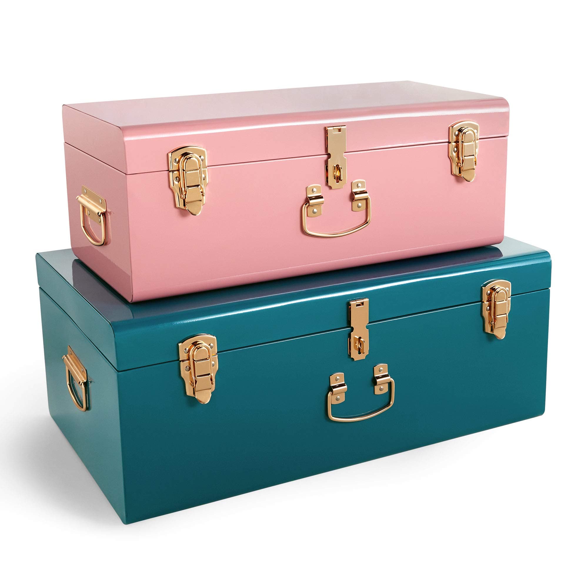 Teal & Pink Metal Trunks