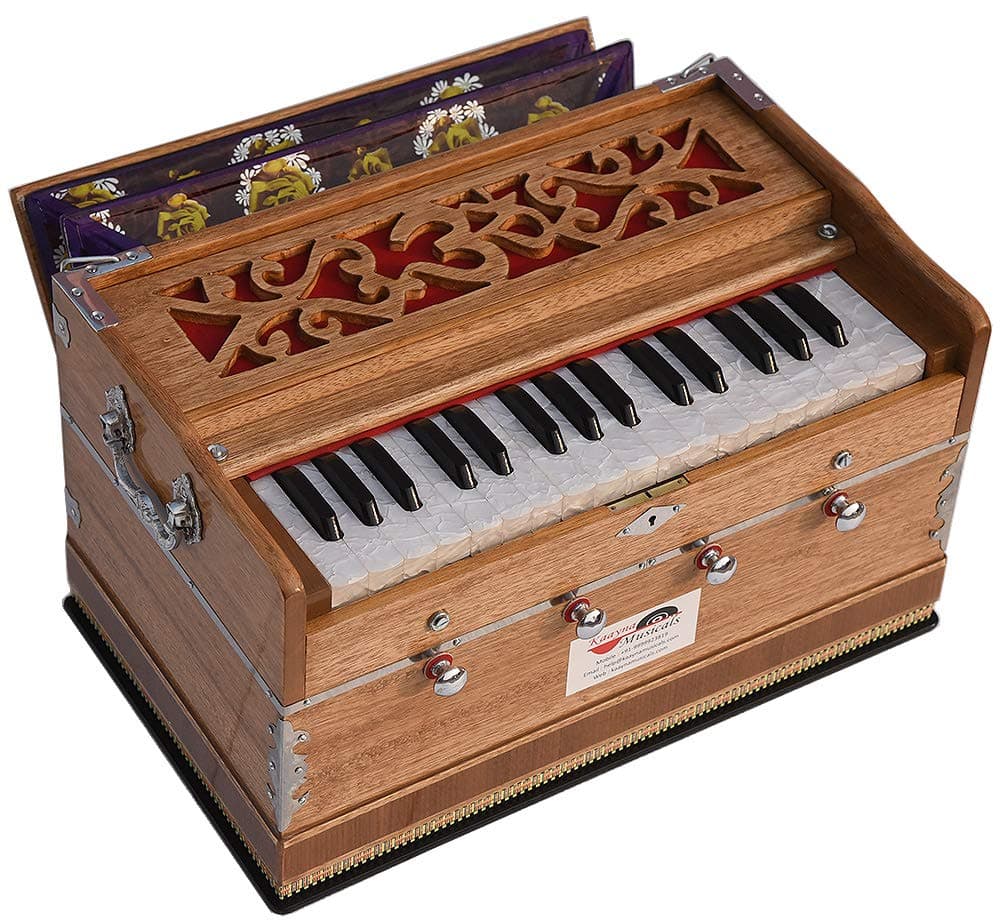 OM Harmonium Mini Magic By Kaayna Musicals, 4 Stop- 2 Main & 2 Drone, 2¾ Octave, Teak Colour, Gig Bag, Bass/Male- 440 Hz, Best for Yoga, Bhajan, Kirtan, Shruti, Mantra, Meditation, Chant, etc.