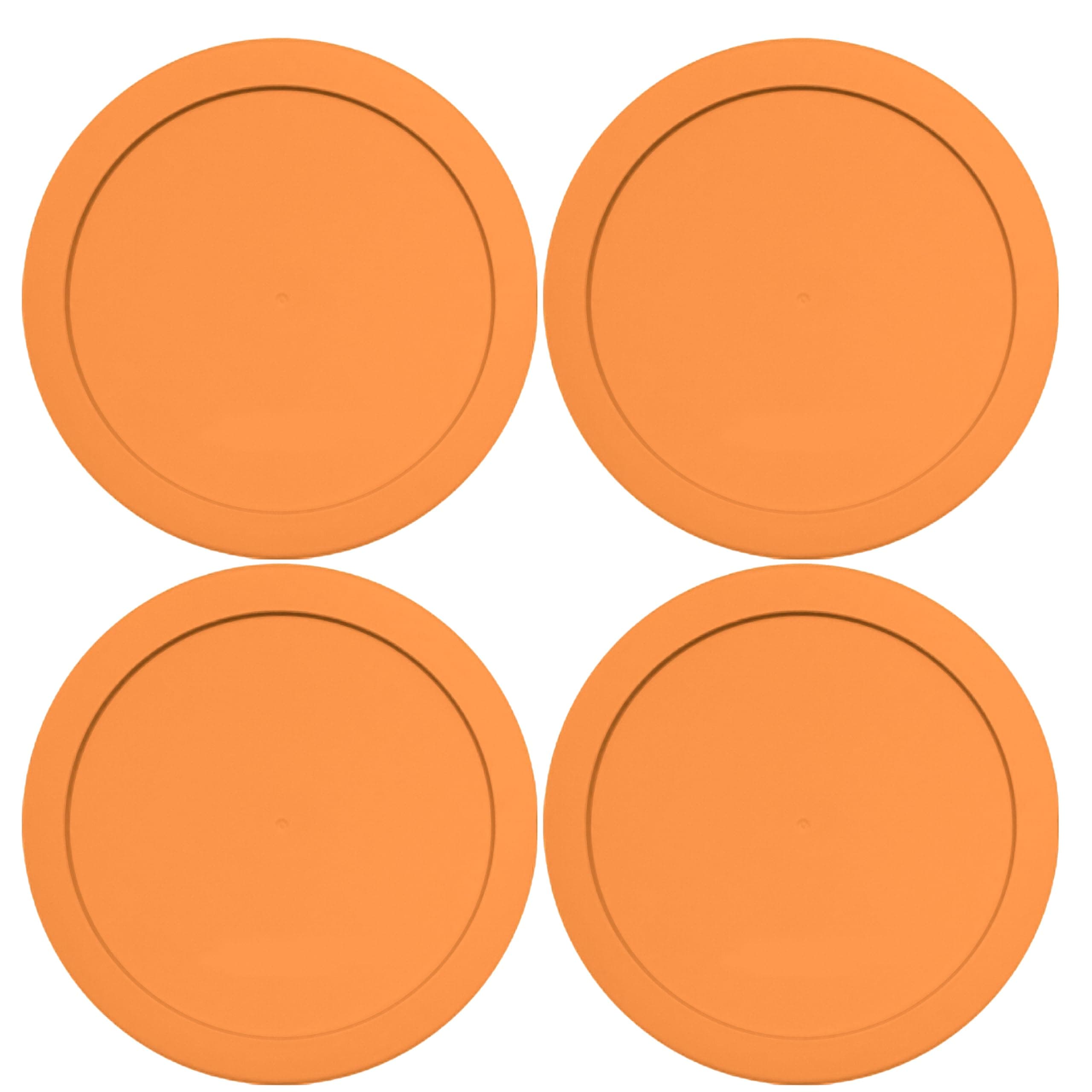 Lids for Pyrex and Anchor Round Glass Containers (4-Cups, Orange-4PK)