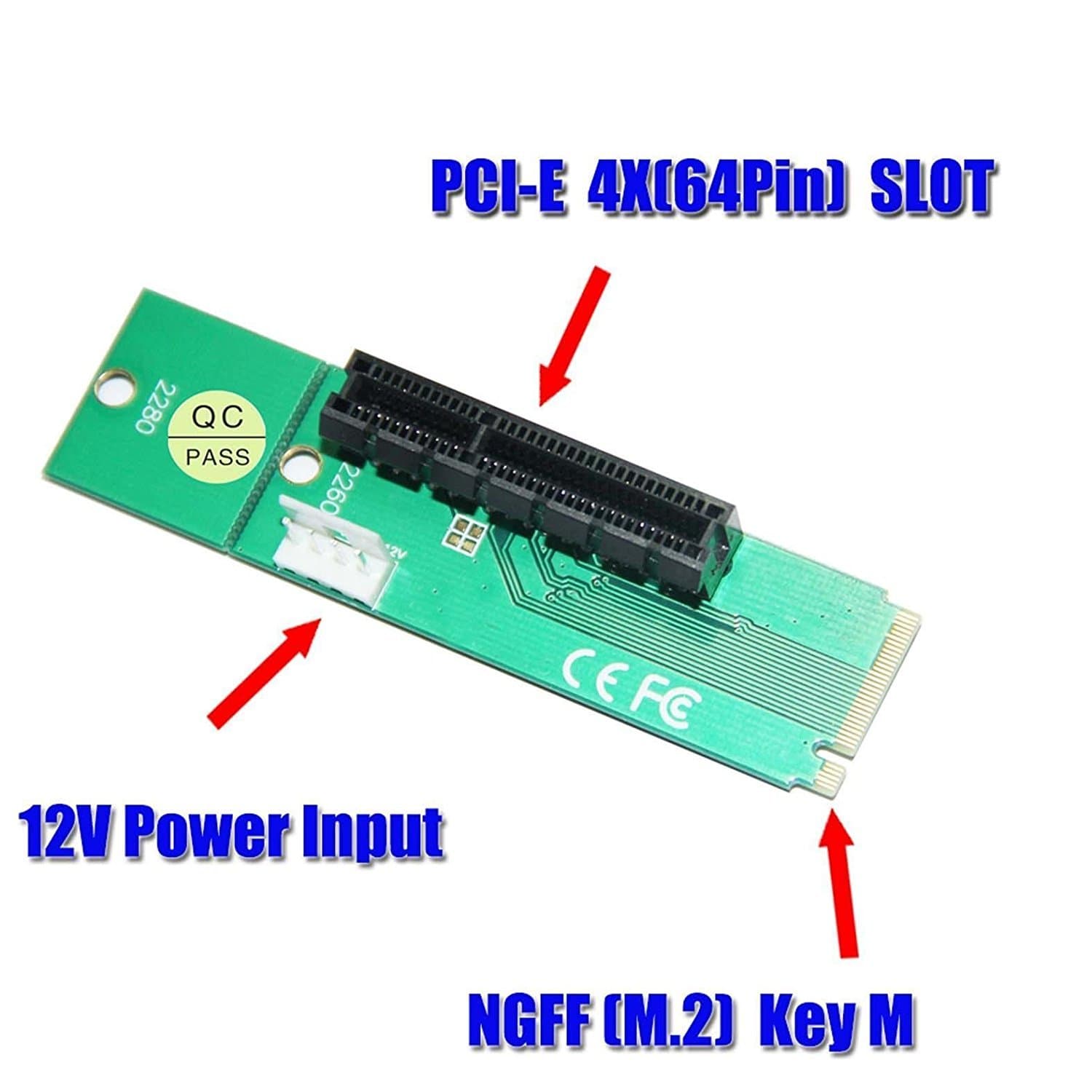 PCI-e 1X/4X Card to NGFF M.2 M Key PCIe Slot Adapter