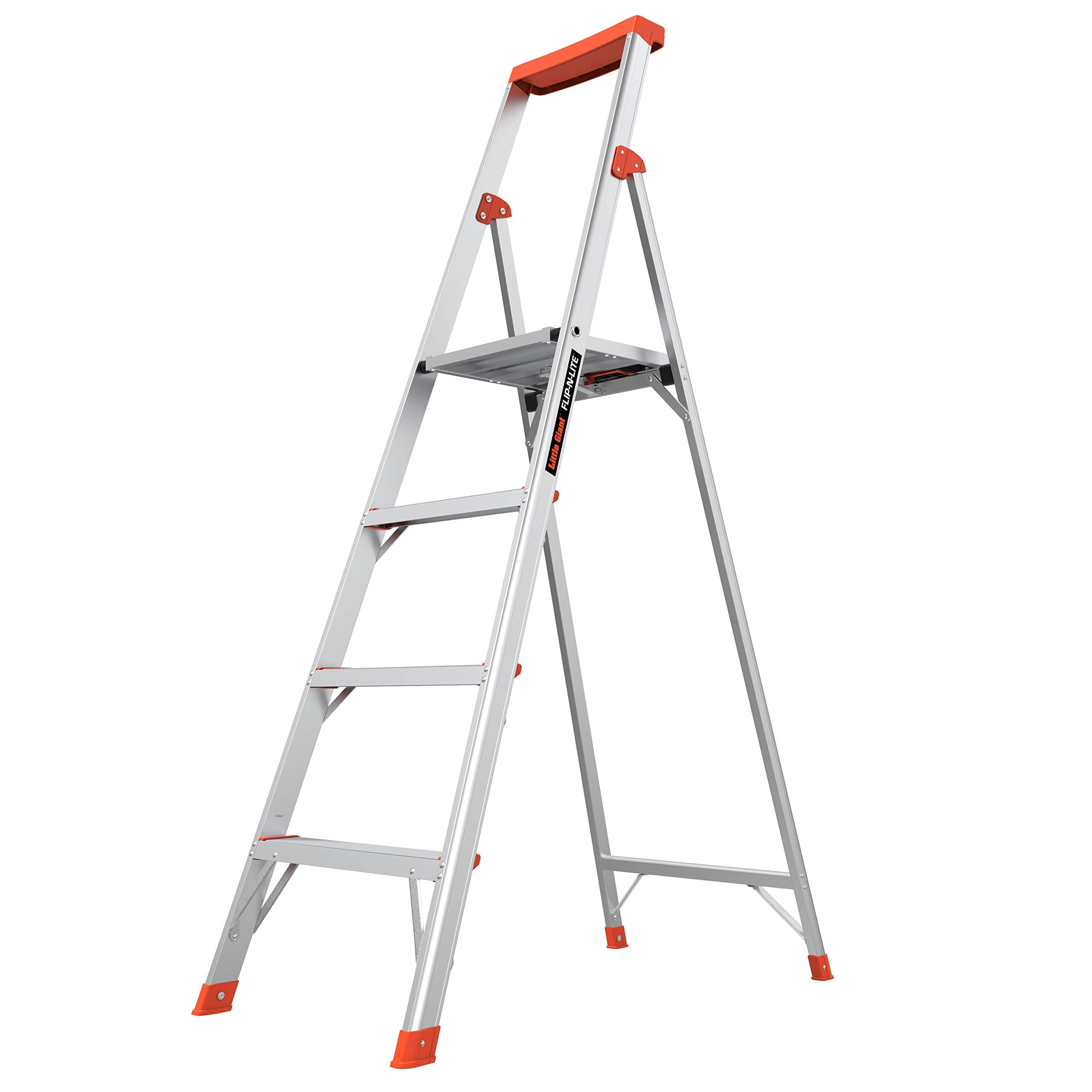 Ladders Flip-N-Lite 6 ft Lightweight Step Ladder with Standing Platform, Aluminum, 300 lb Load Capacity, Type 1A Extra Heavy Duty, 10.25 ft Reach Height (15270-001)
