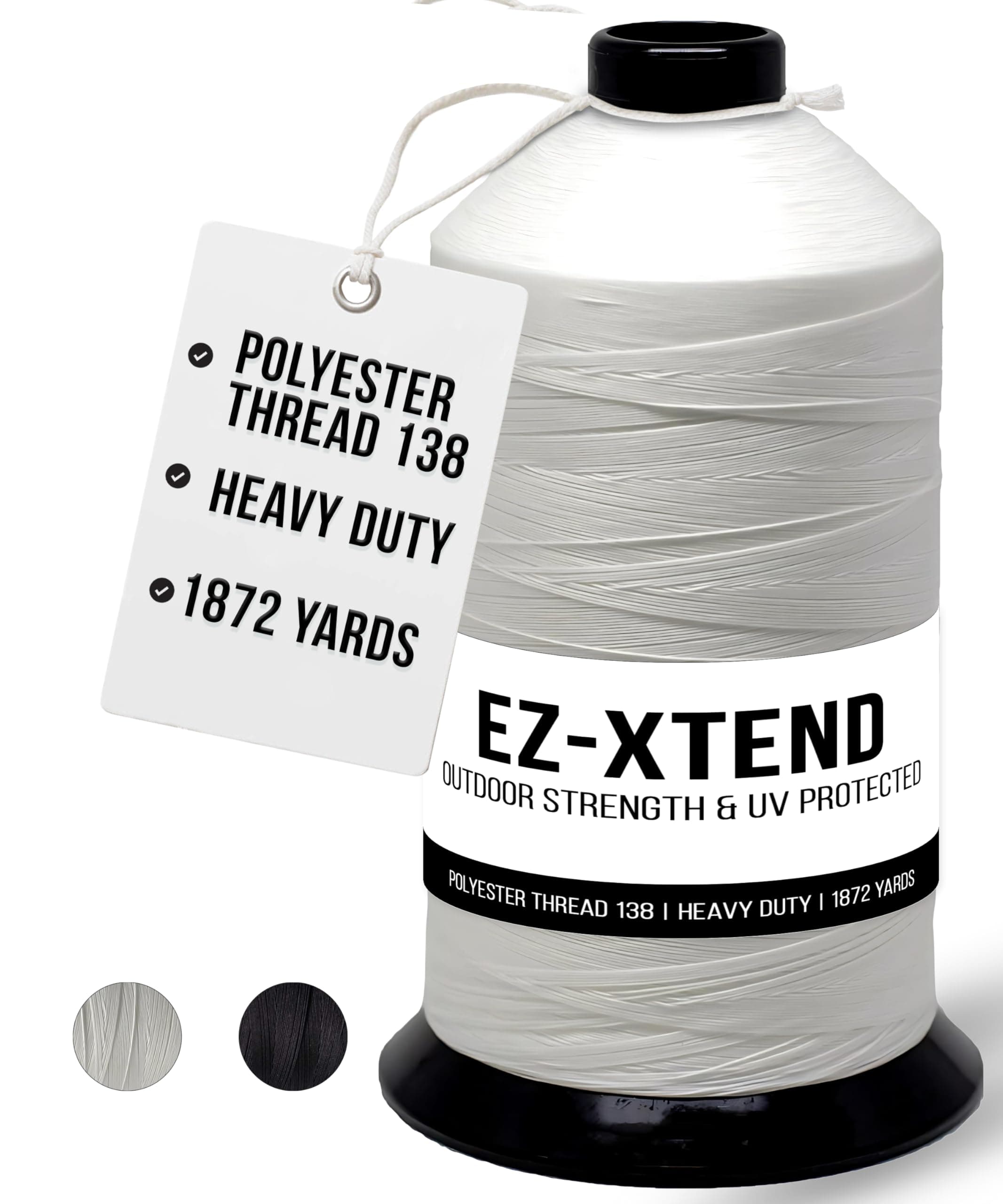 - EZ-Xtend #138 Bonded Polyester Thread 100% American Made for Outdoor and Marine Fabric Sewing Applications, Awnings, Tarps, Canvas. for Heavy Duty and Industrial Sewing Machines (White, 8 oz)