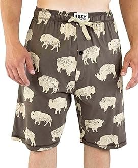 Lazy One Pajama Shorts for Men, Men's Pajama Bottoms, Sleepwear, Bison, X-Large