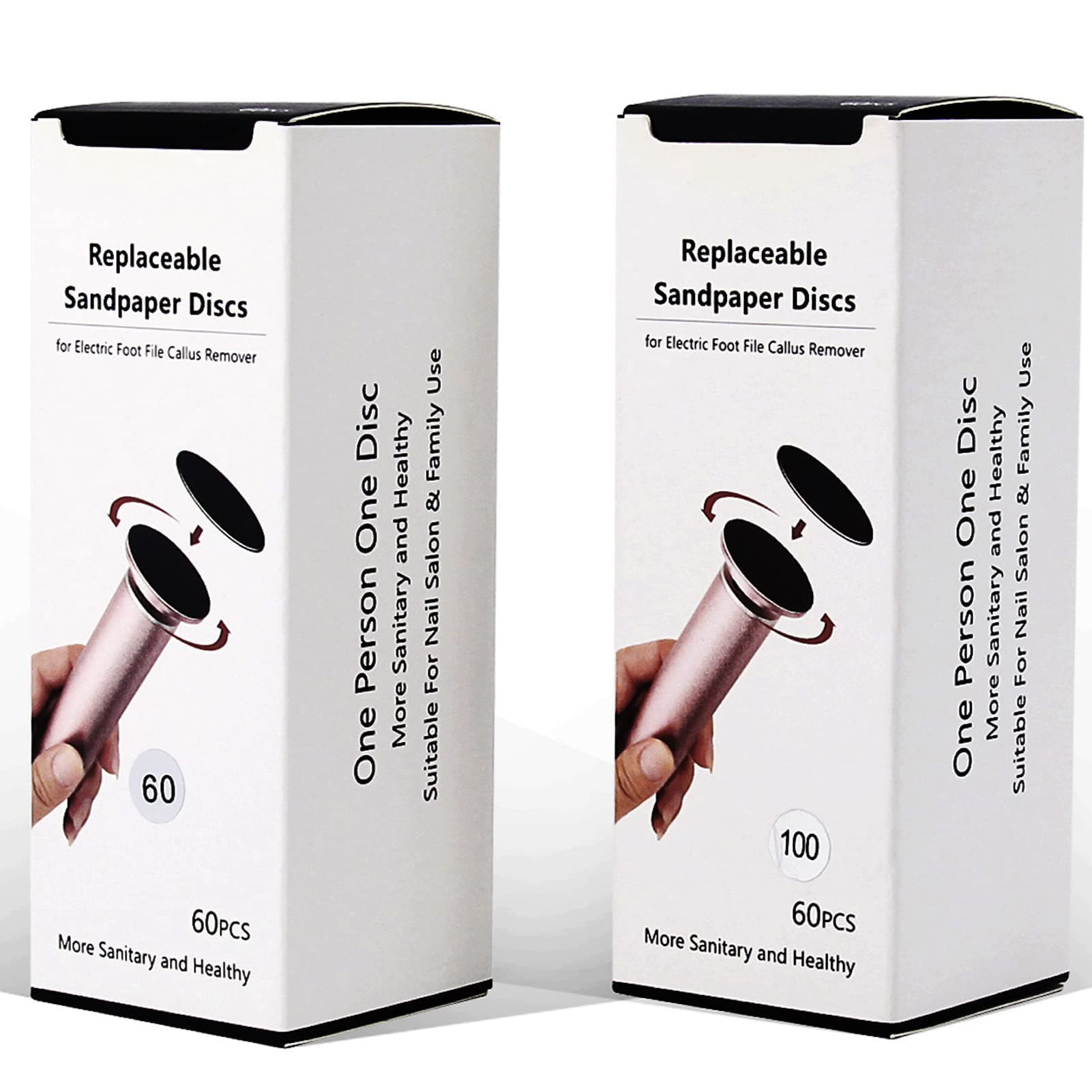 120pcs Replacement Sandpaper Pad Disks Discs (Rough 60 Grit + Smooth 100 Grit) for Electric Foot Callus Remover