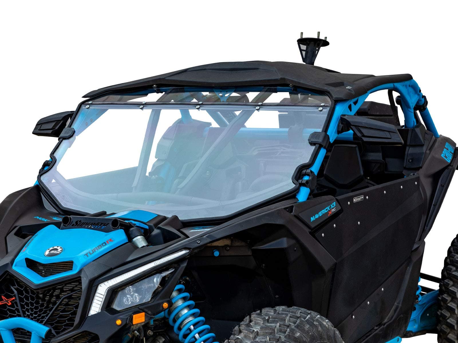 SuperATV Heavy Duty Clear Standard Full Windshield for Can Am Maverick X3 (See Fitment) | For use with Intrusion Bar | 1/4" Thick Polycarbonate that is 250X Stronger than Glass | USA Made