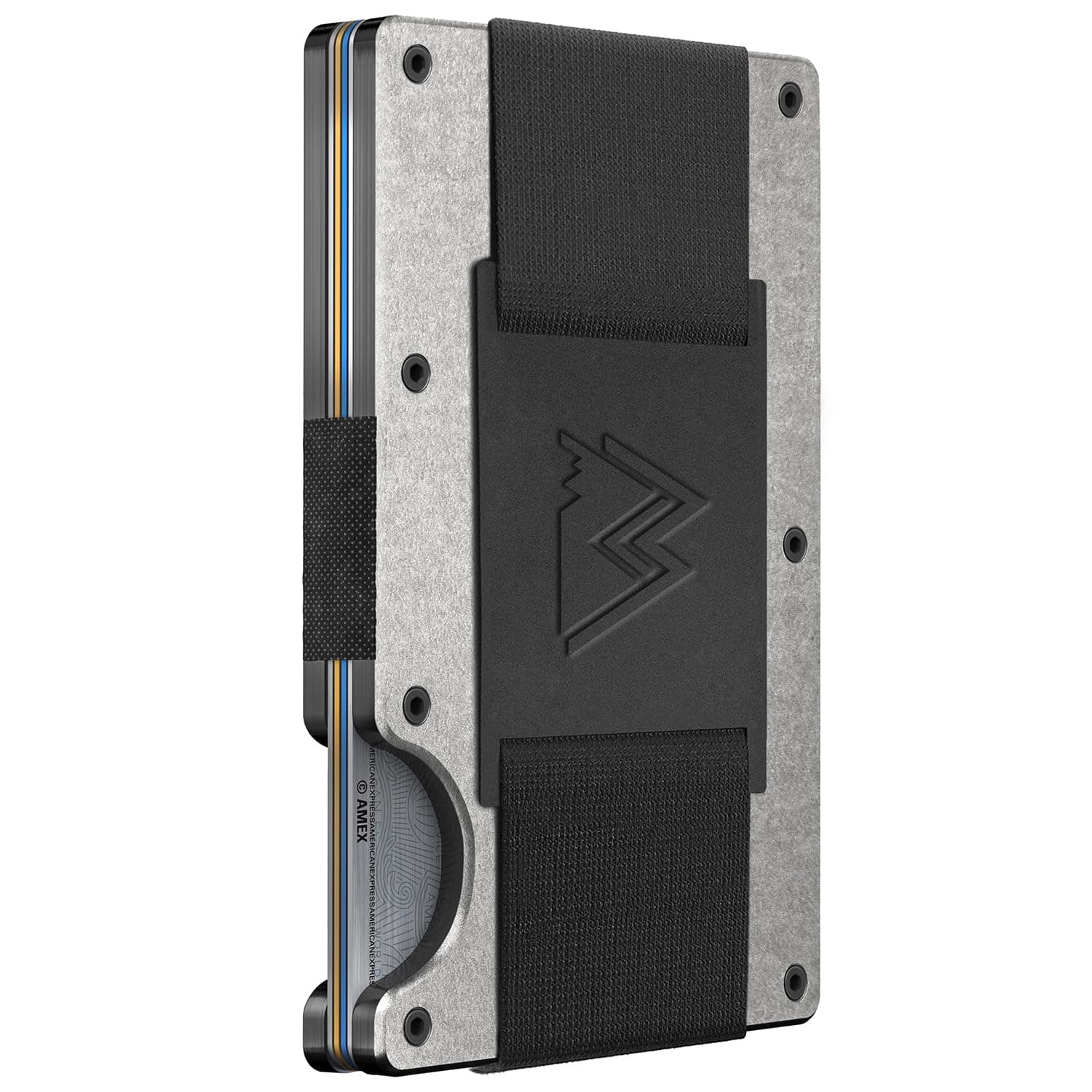 Mountain Voyage CoMinimalist Cash Strap Wallet - Slim RFID Blocking Wallet for Men & Women - Scratch Resistant, Credit Card Holder, Easily Removable Money & Cards, Aluminium Wallet (Tumbled Titanium)