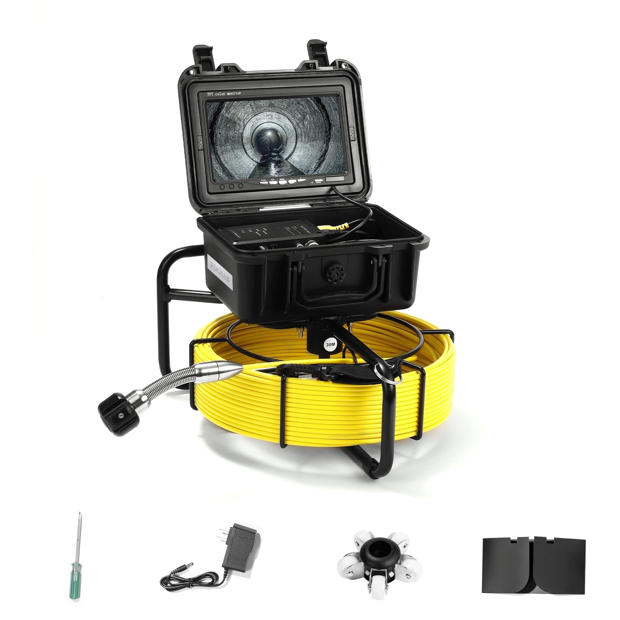 Sewer Camera, 20/50m, 7" Screen Pipeline Inspection Camera Waterproof IP68 w/12 Adjustable LEDs, DVR Function Have 32GB SD Card .for Sewer Line, Duct Drain Pipe Plumbing (66ft/20M DVR)