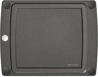 All-In-One Cutting Board with Non-Slip Feet and Juice Groove, 11.5" × 9", Slate/Black