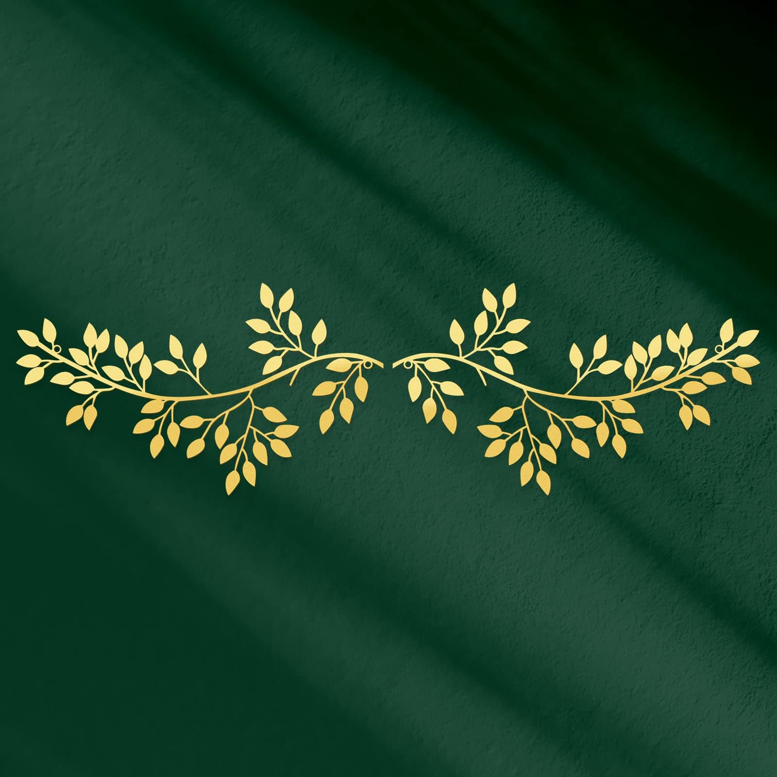 Hotop 2 Pieces Metal Tree Leaf Wall Decor Vine Olive Branch Leaf Wall Art Wrought Iron Scroll Sculptures Above the Bed, Living Room, Outdoor Decoration(Classic Style,Gold)