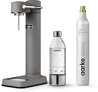 Carbonator lll with CO2 Cylinder, Sparkling & Carbonation Water Machine, Stainless Steel with PET BPA-Free Reusable Bottle Volume 1L/34 fl oz (Matte Grey)