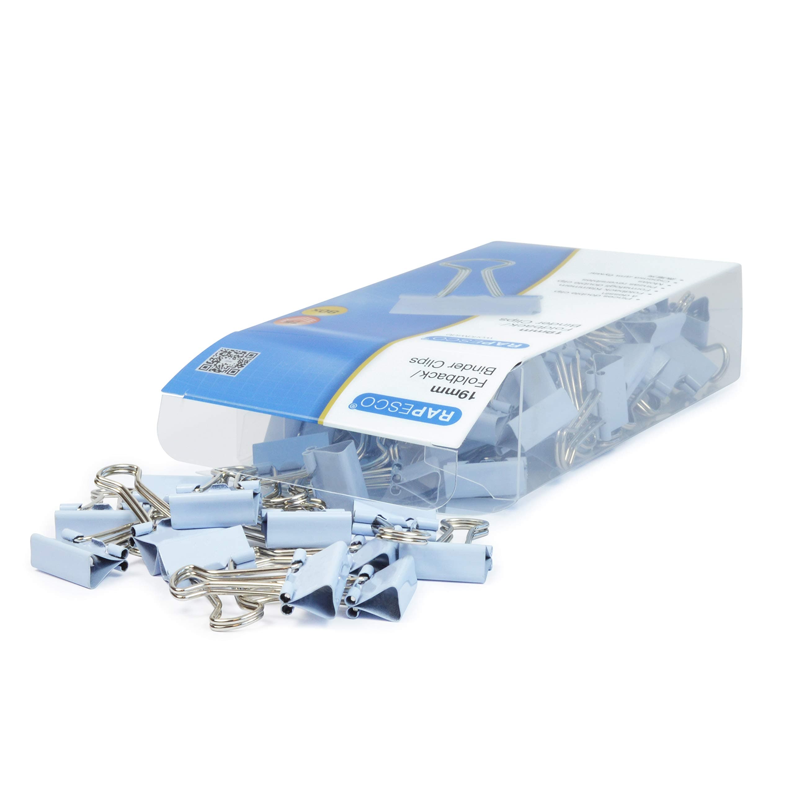 Rapesco Foldback Clips, 19mm Powder Blue