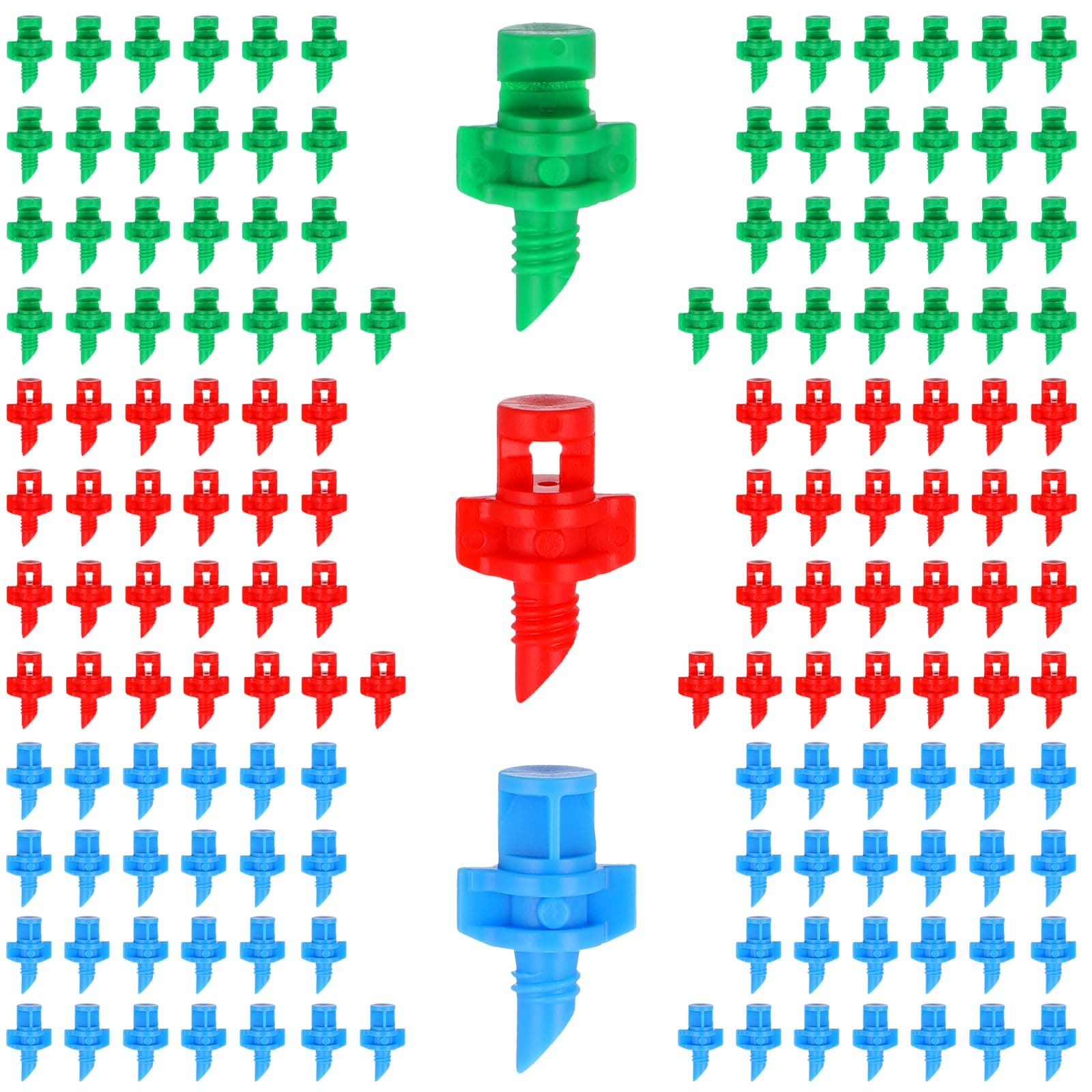 150 Pcs Drip Irrigation Emitters Micro Sprinkler Heads Micro Sprinkler Nozzles Sprayer 3 Color Refraction Heads Irrigation Misting Emitters for Plants Lawn Watering System (90/180/360 Degrees)