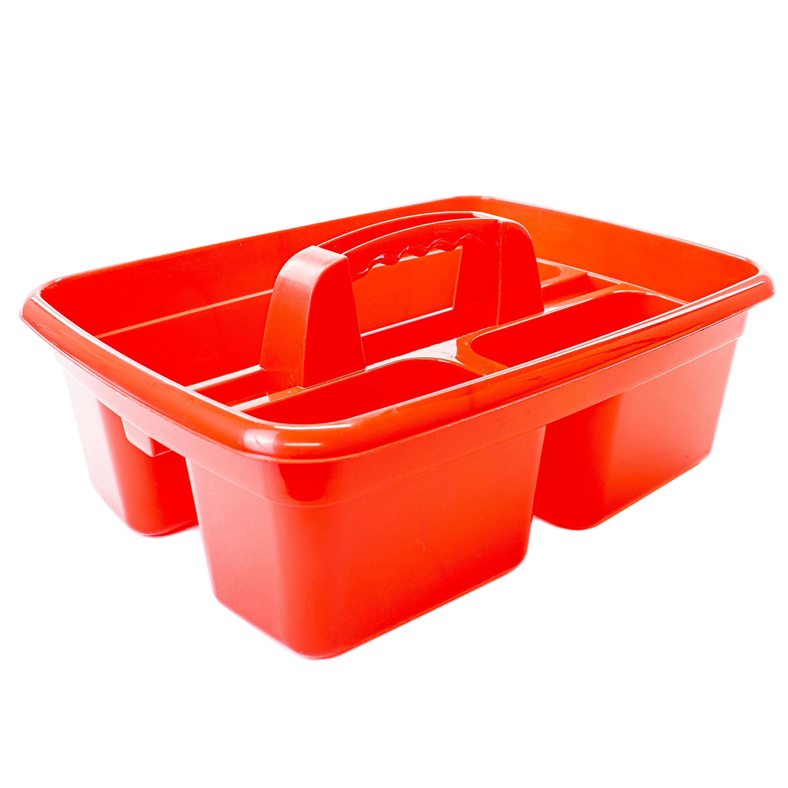 Cleaning Caddy with Handle, Red, Cleaning Products & Tools Storage Basket, 3 Compartments, Strong Utility Carry Baskets, Cleaning Caddy, Organiser, Kitchen Tidy
