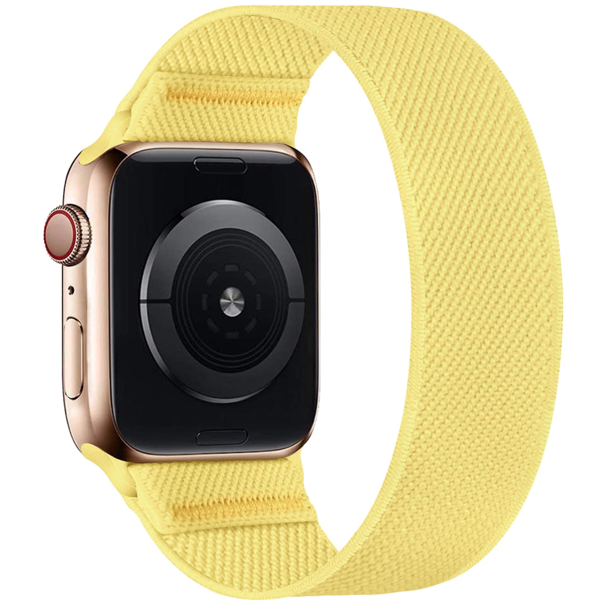 Stretchy Nylon Solo Loop Bands Compatible with Apple Watch 38mm 40mm 42mm 44mm iWatch Series 6 SE 5 4 3 2 1 Strap, Sport Elastic Braided No Buckles Clasps Women Men, 38/40mm S Cream Yellow