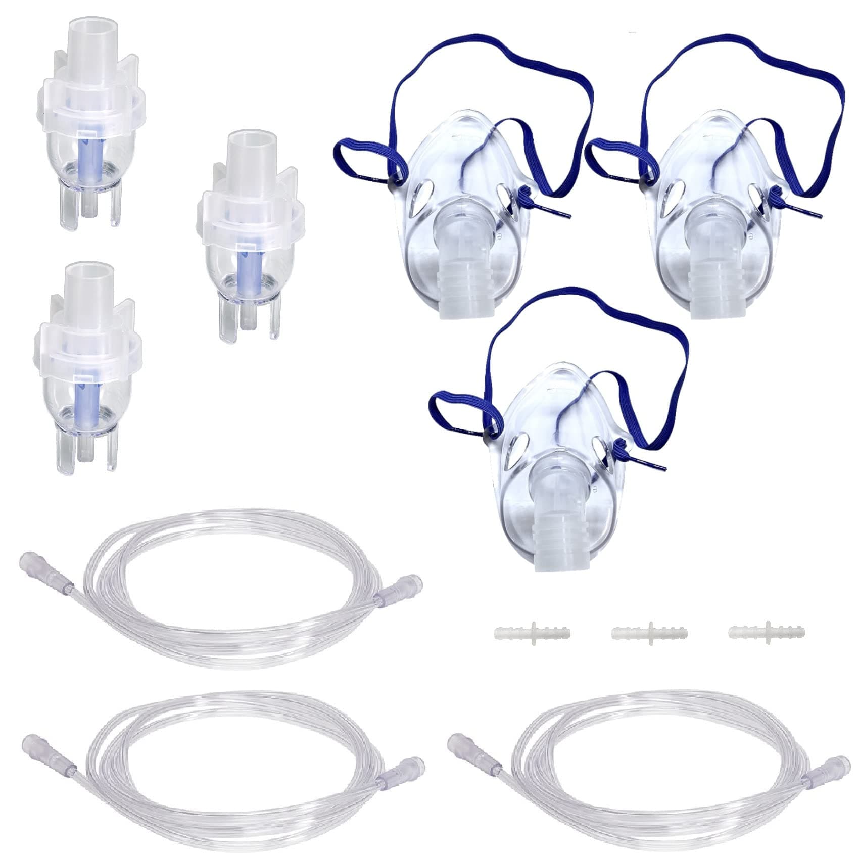 ResOne 3pk Nebulizer Replacement Accessories w/Cup, Pediatric Mask, 7' Tubing, Connector
