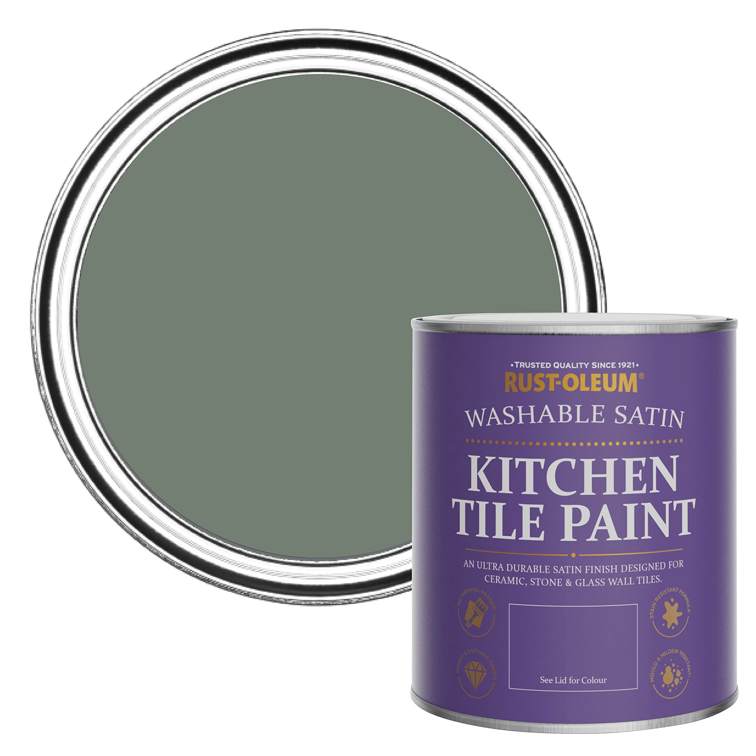 Rust-Oleum Green water resistant Kitchen Tile Paint in Satin Finish - Serenity 750ml