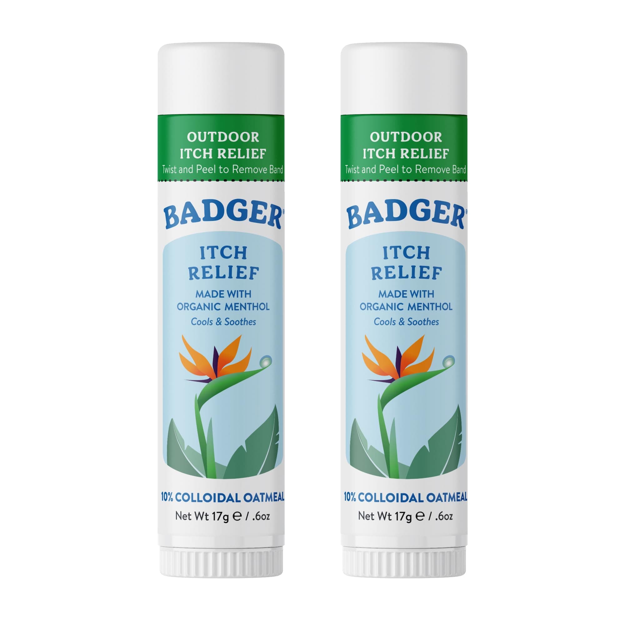 Badger Bug Bite Itch Relief Stick, Natural & Organic Anti Itch Cream for Bug Bites, Rashes & Poison Ivy, Fast Itchy Skin Relief After Bite, Works Great, Smells Great, Easy to Use, .6 oz, 2-Pack
