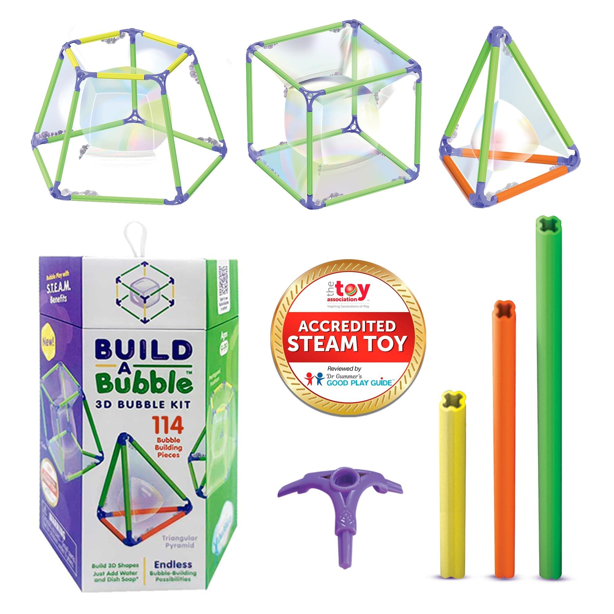 Build A Bubble Montessori 3D Bubble Maker Kit for Kids 8&Up – Fun-Filled, Screen Free Toy - 57-Piece STEM Building Toys Kit– Indoor Educational STEAM Bubble Toys That Help Your Child's Development