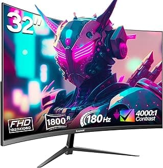 Gawfolk 32 inch Gaming Monitor 1800R Curved Computer Monitors 165HZ / 180HZ PC Monitors VA Screen for Home, Office and Dormitory, FHD 1080P Computer Monitor Support HDMI & DP