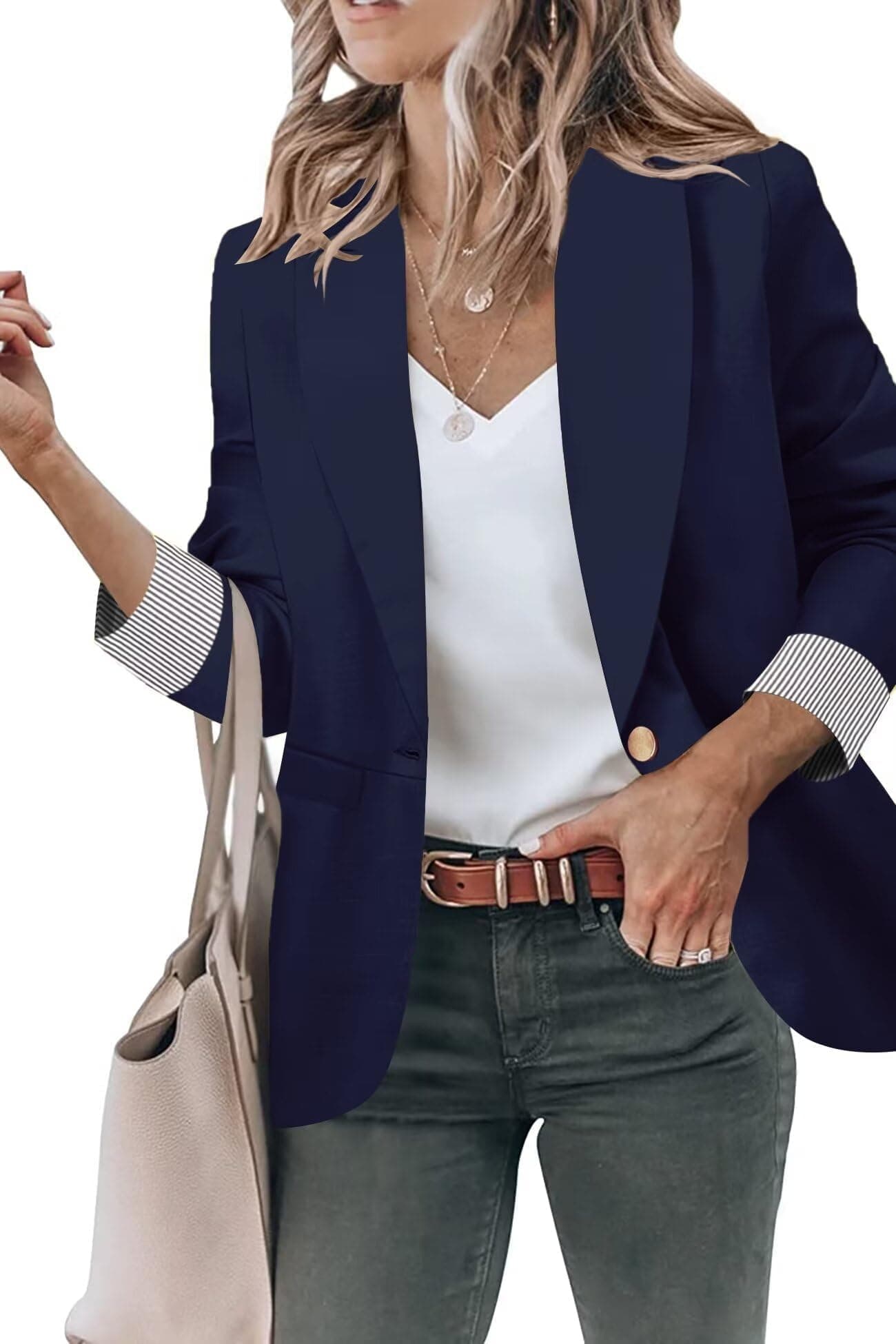 Blazer Jackets for Women Open Front Long Sleeve Work Office Casual Blazers with Pockets S-2XL