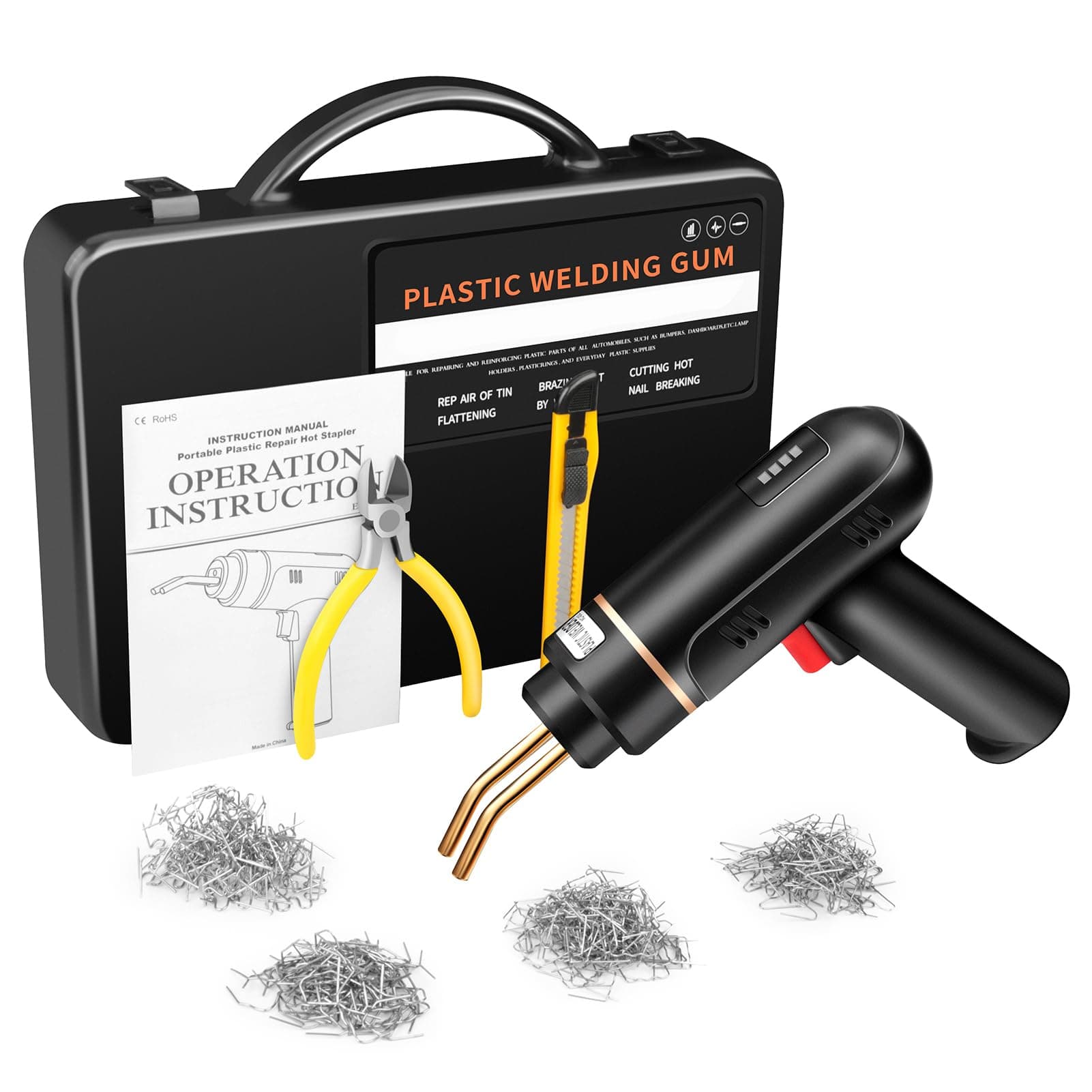 200W Cordless Plastic Welder, Plastic Weld Kit with 200Pcs Hot Staples, Plastic Welder Tool Rechargeable Battery, Plastic Welder Repair Kit for Bumper Repair Plastic Repair Kit