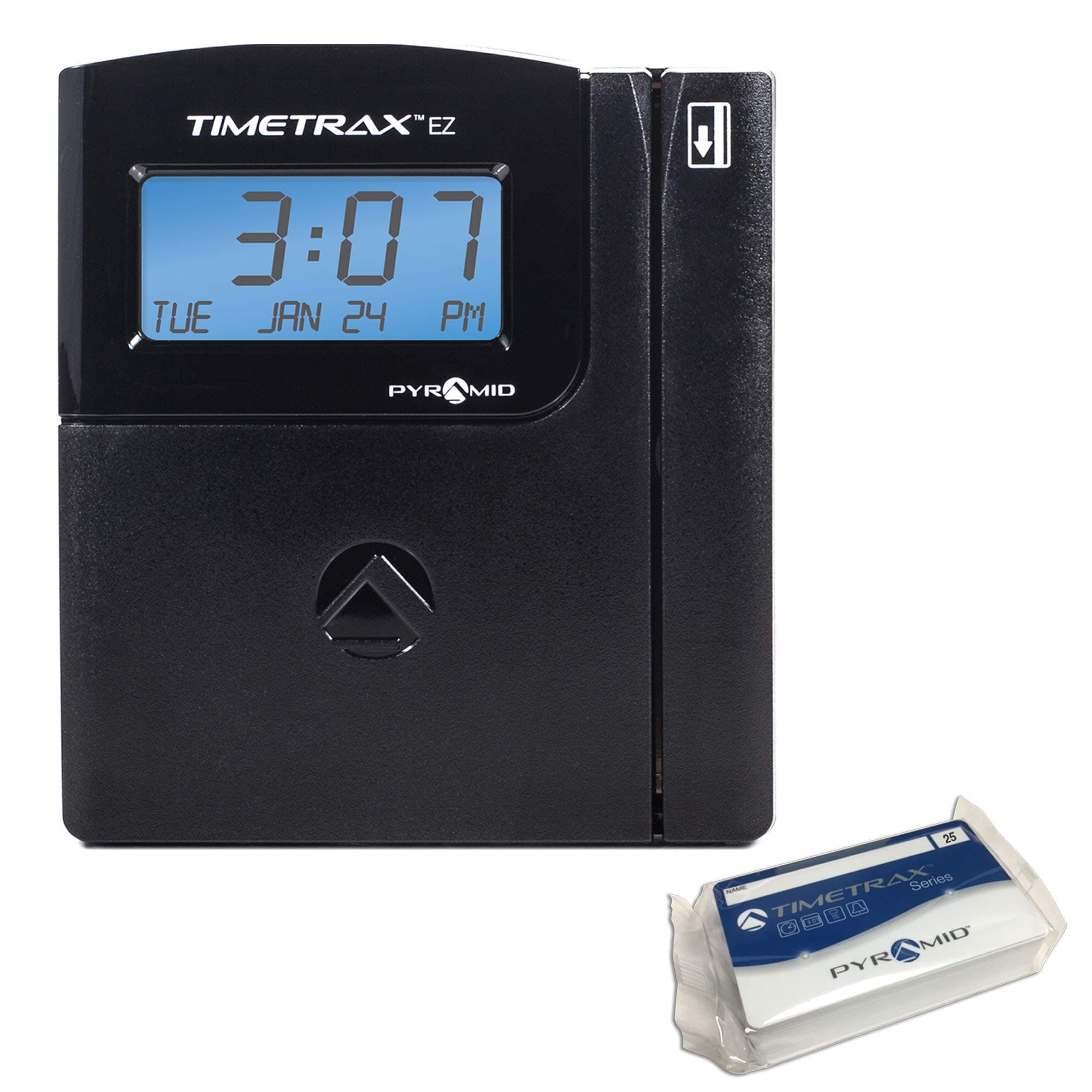 Pyramid Time Systems, TTEZ, Timetrax Automated Swipe Card Time Clock System with Software Download, USB Connect, Up to 25 Employees, Made in USA, Swipe Time Clock, Black