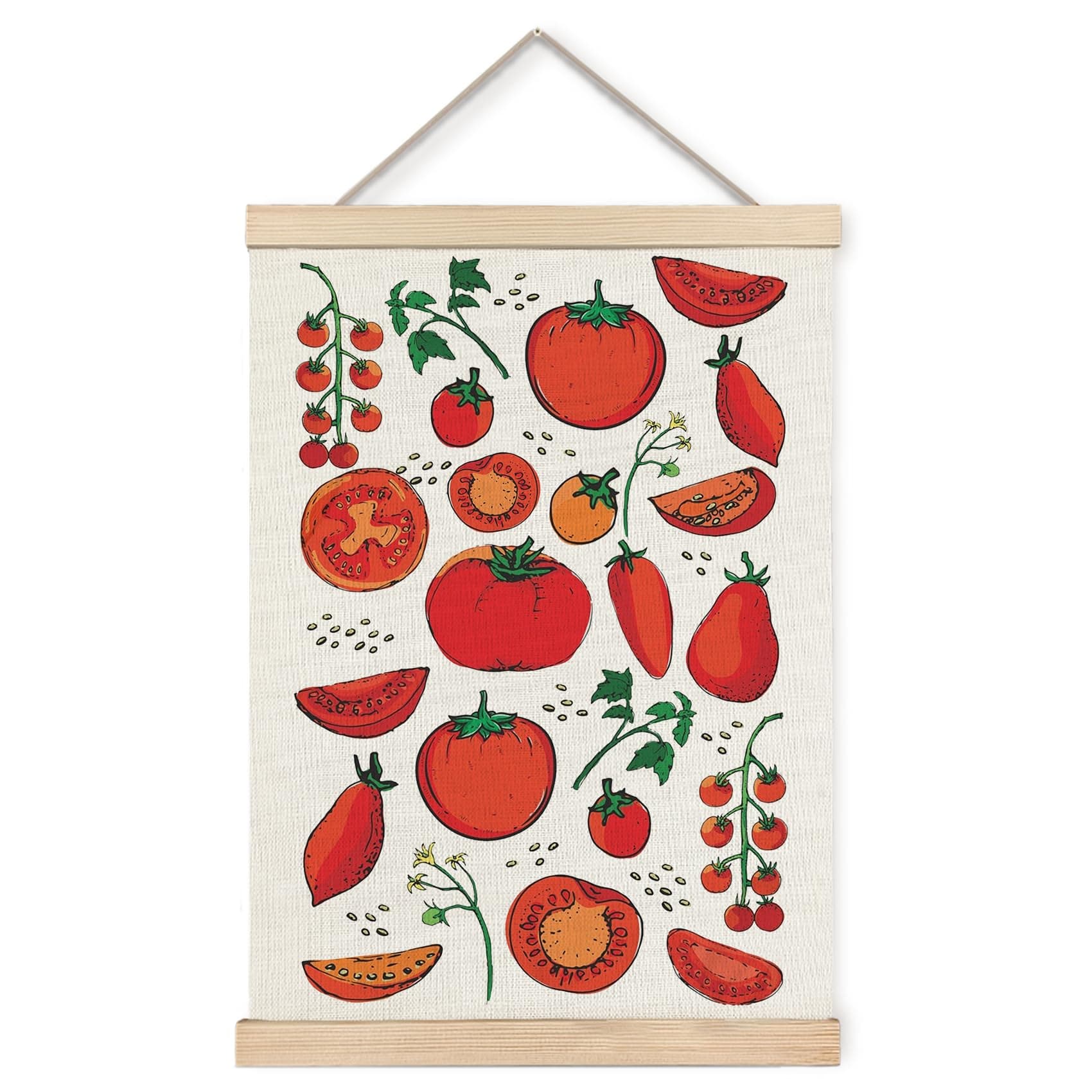 Foritho Tomato Kitchen Poster Wall Art Framed, Cherry Tomato Vegetables Gardening Canvas Prints Wall Decor for Kitchen Dining Room Garden, Gardener Gifts, 12x16 Inch