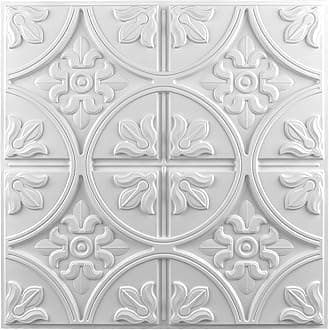 Art3dPack of 48 Drop Ceiling Tiles 2x2, Glue-up Ceiling Panel, Suspended Ceilings Tiles Fancy Classic Style in WhiteClimatePartner certified