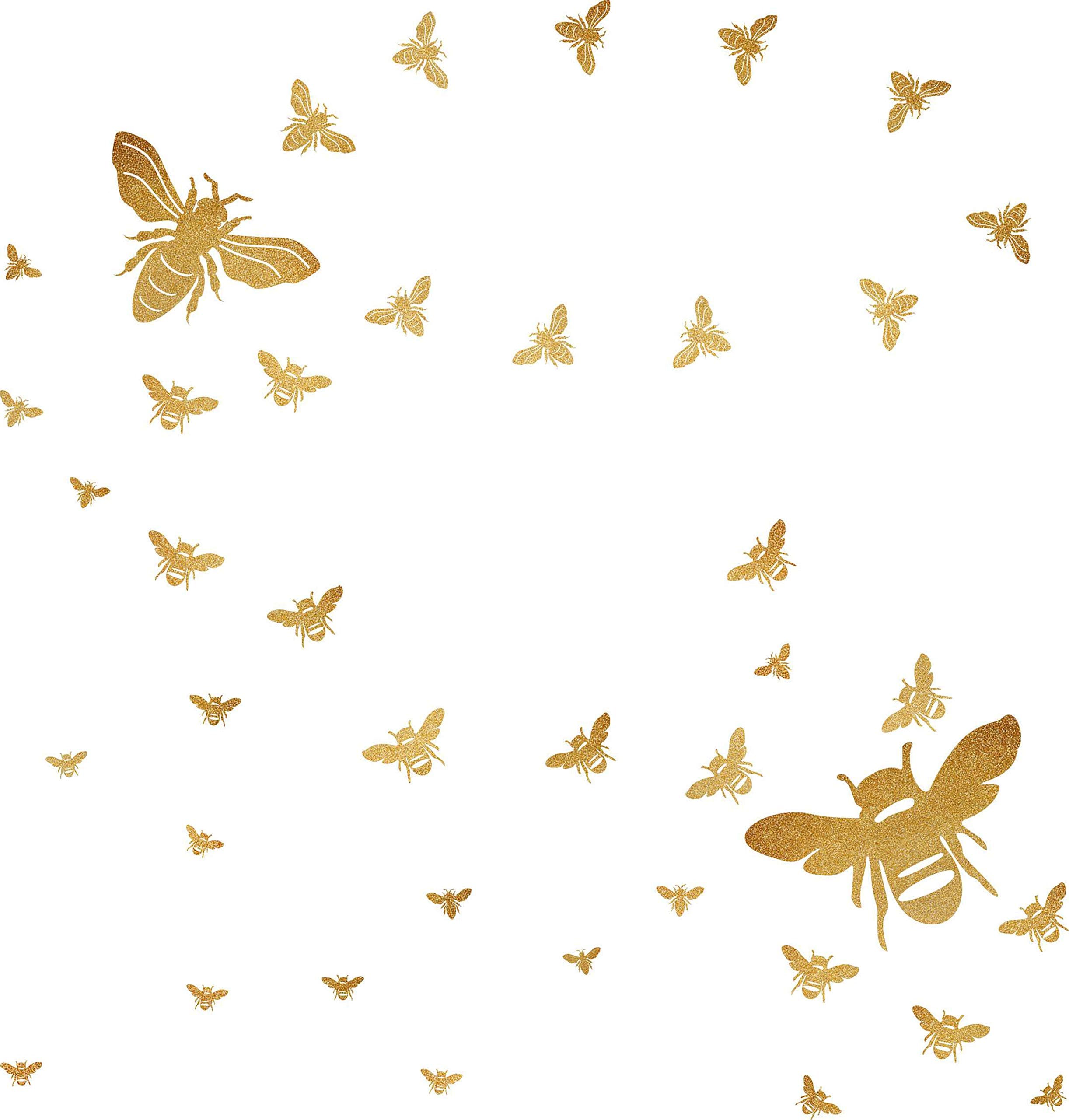Bee Wall Decals Honey Bees Wall Decor Bee Stickers Gold Honey Bees Decals Honeycomb Walls Decal Nursery Walls Decor Peel&Stick and Removable Decal for Bedroom