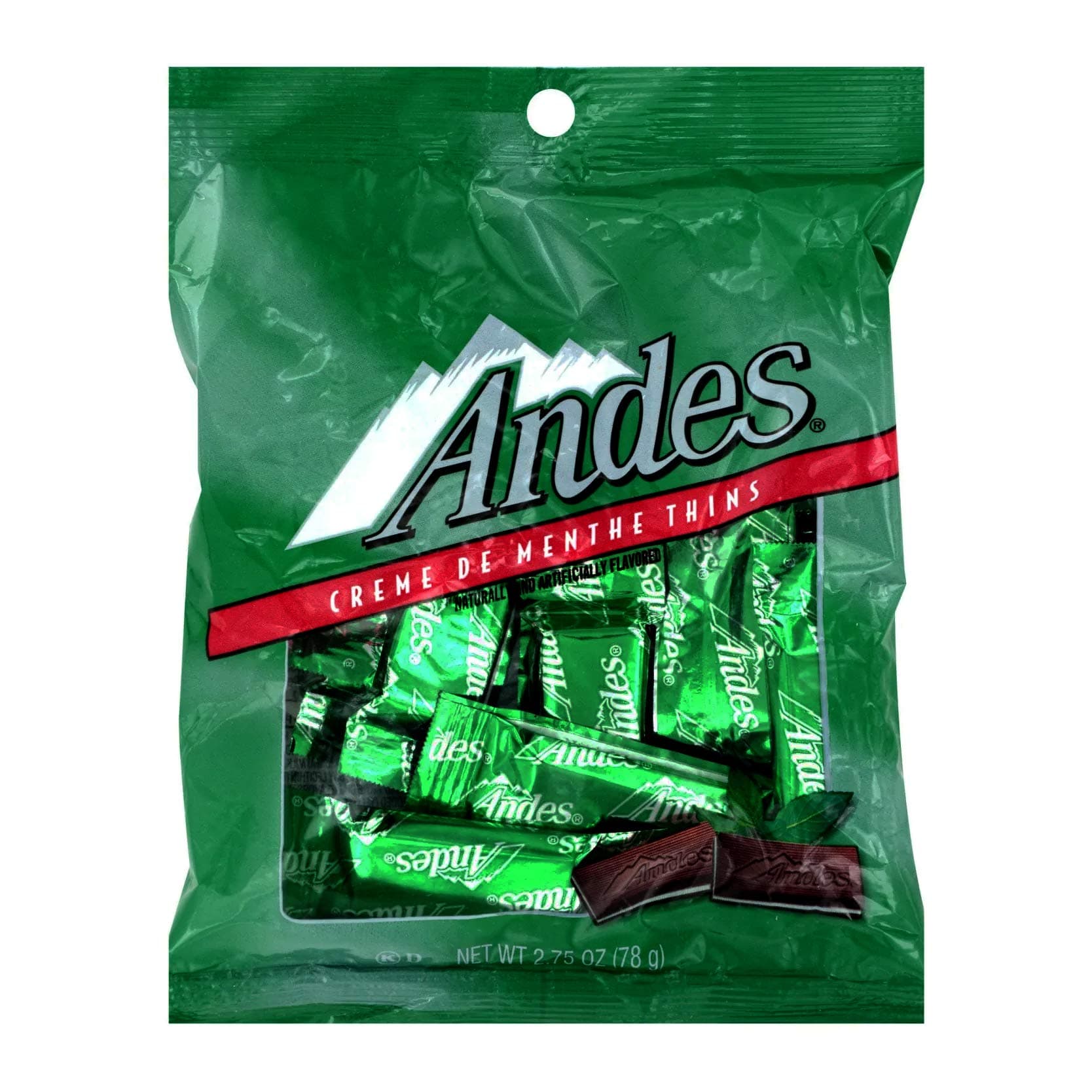 Andes (1) Bag Creme De Menthe Thins - Individually Wrapped Mint & Dark Chocolate Candy Pieces - Peanut Free & Gluten Free - Net Wt. 2.75 oz