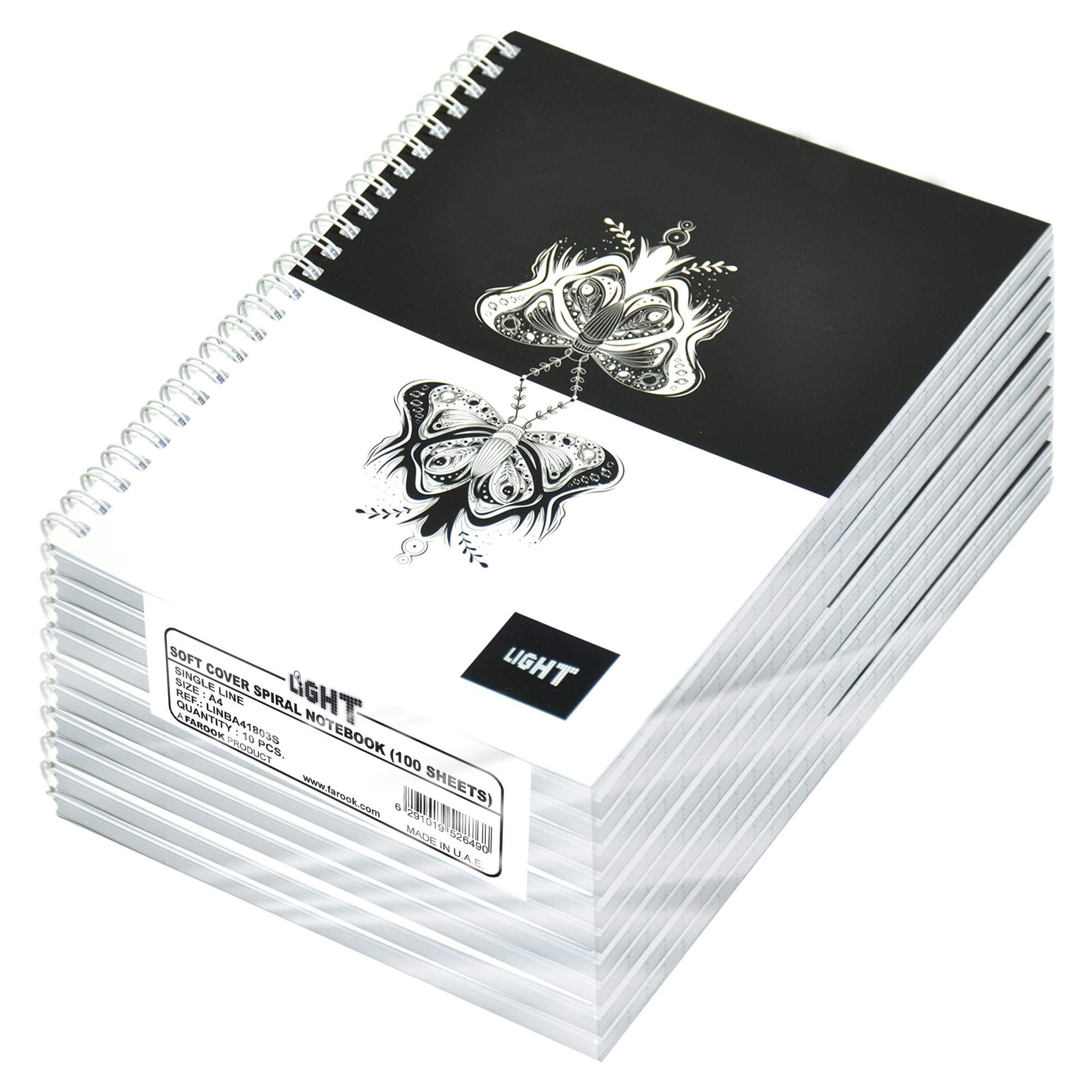 Light Spiral Soft Cover Notebook Single Line (Pack of 10 Pcs X 100 Sheets) A4 Size - LINBA41803S