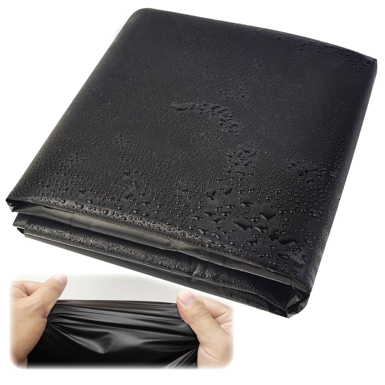 Pond Liner 3m x 2m(9.84ft x 6.56ft), Preformed Pond Liners for Koi and Fish Pool, HDPE Black Pond Lining for Waterproof Landscape, Garden Pool, Large Fish Pond Membrane Thickness 0.1MM