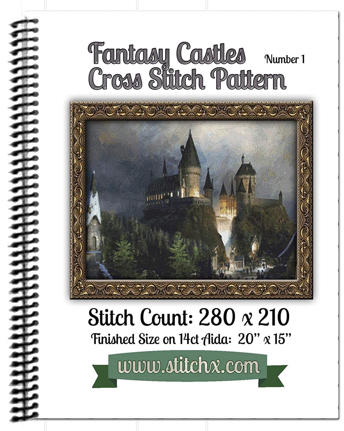Fantasy Castle #1 Cross Stitch Pattern - Spiral Bound Book