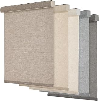 Persilux Light Filtering Roller Shades for Windows,Cordless,Linen Fabric,Roller Blinds,Thermal Insulated Fabric UV Protection,for Home,Office,Bedroom,Door,Light Filtering-Light Brown,37" W X 72" H