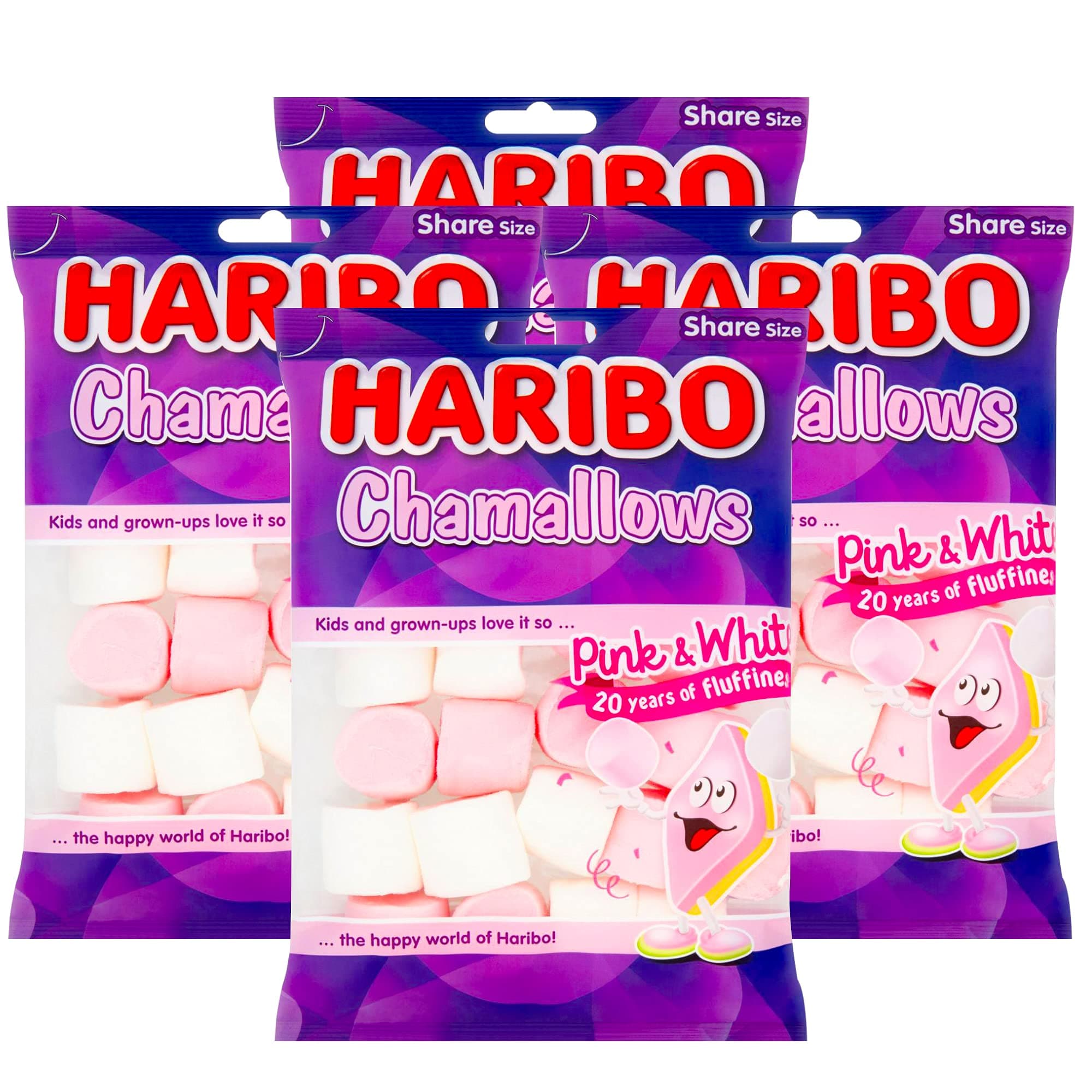 Haribo Chamallows Pink & White Marshmallow, Share Size, 4.94 oz ℮ 140 g, 4 Pack