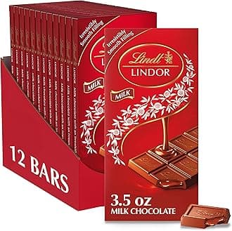 LINDOR Milk Chocolate Truffle Bar, Easter Chocolate Candy Bar with Smooth Center, 3.5 oz. (12 Pack)