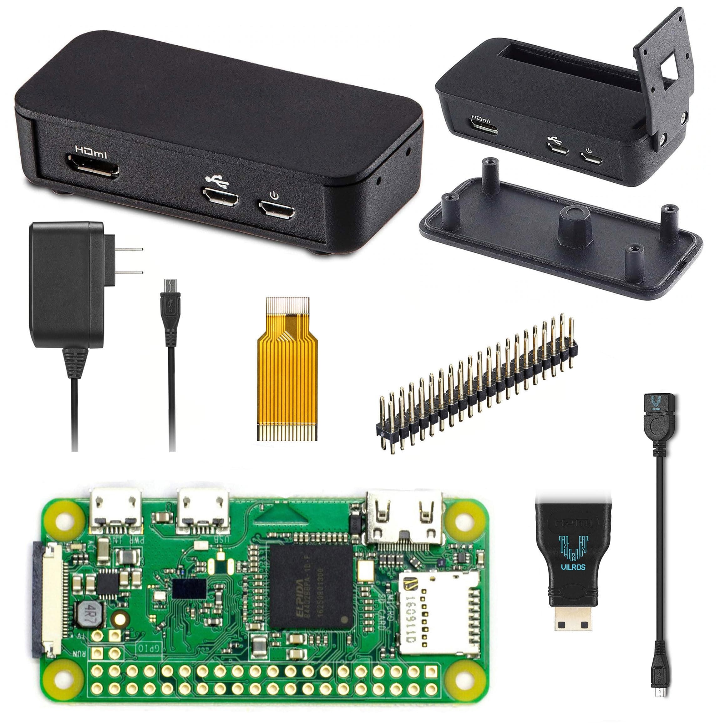Raspberry Pi Zero W Basic Starter Kit- Black Case Edition-Includes Pi Zero W -Power Supply & Premium Black Case