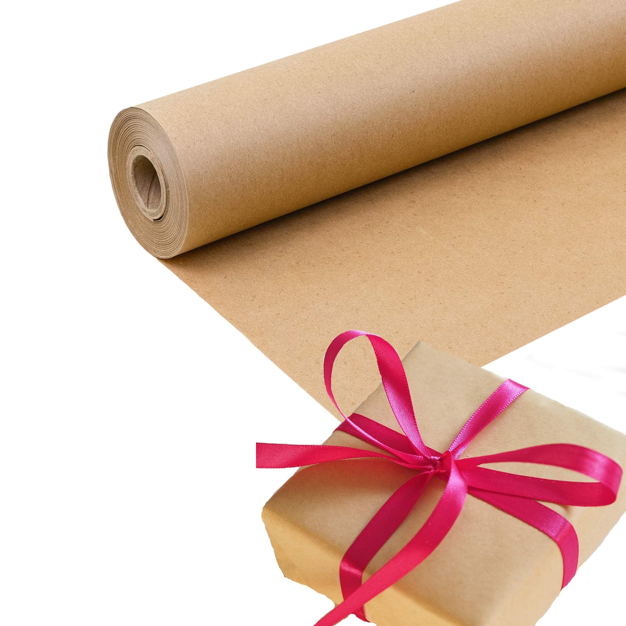 Brown Kraft Paper Roll for Wrapping, Packaging, Moving, Crafts, Protecting Surfaces and More. Strong, Easy to Use 40# Paper. 100% Recycled, Made in USA. (30x1200)