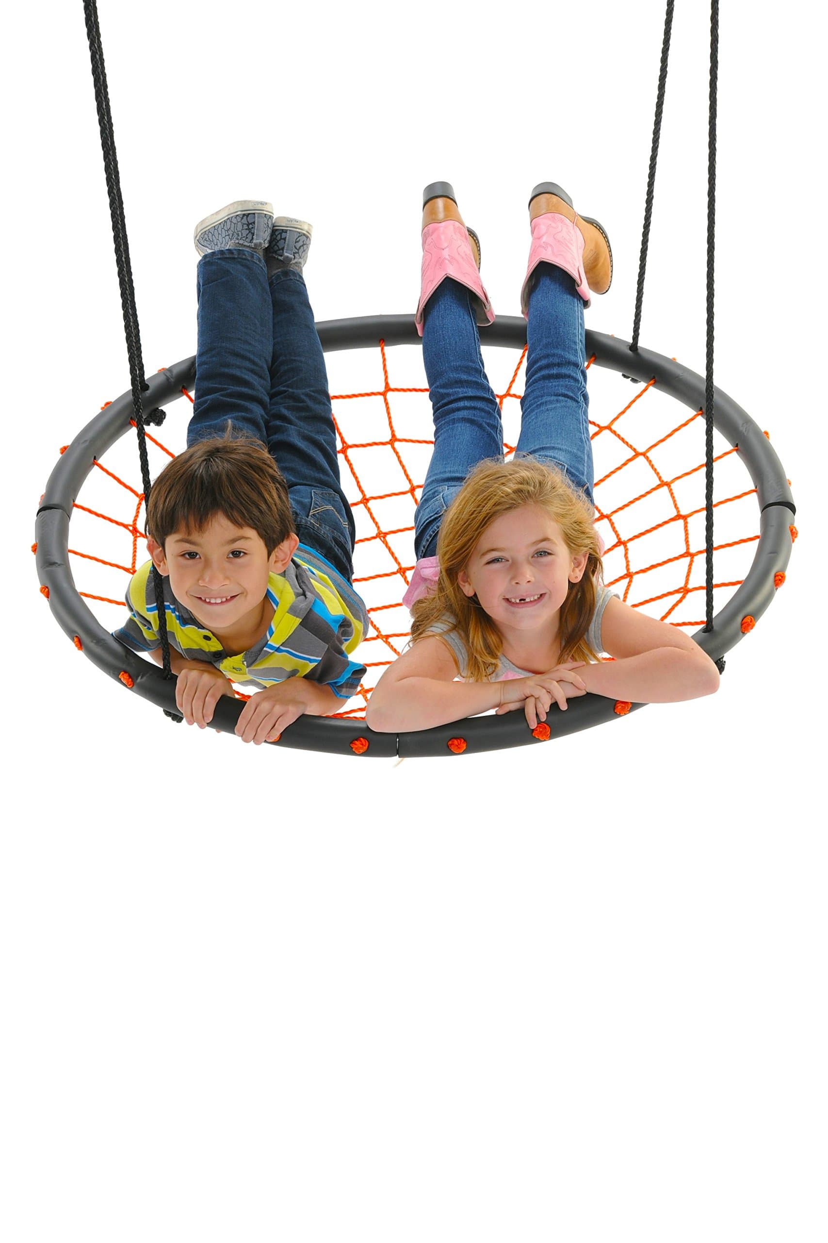 Giant Spider Web Tree Swing, Orange - Supports 400 Pounds, 40 Inch Diameter, Space for Multiple Children to Swing Together