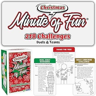 Funwares Christmas Special Edition, 218 Minute of Fun Games - Minute to Win It Family Party & Travel for Kids & Adults, 2-12 Players! Play with Everyday Household Items.