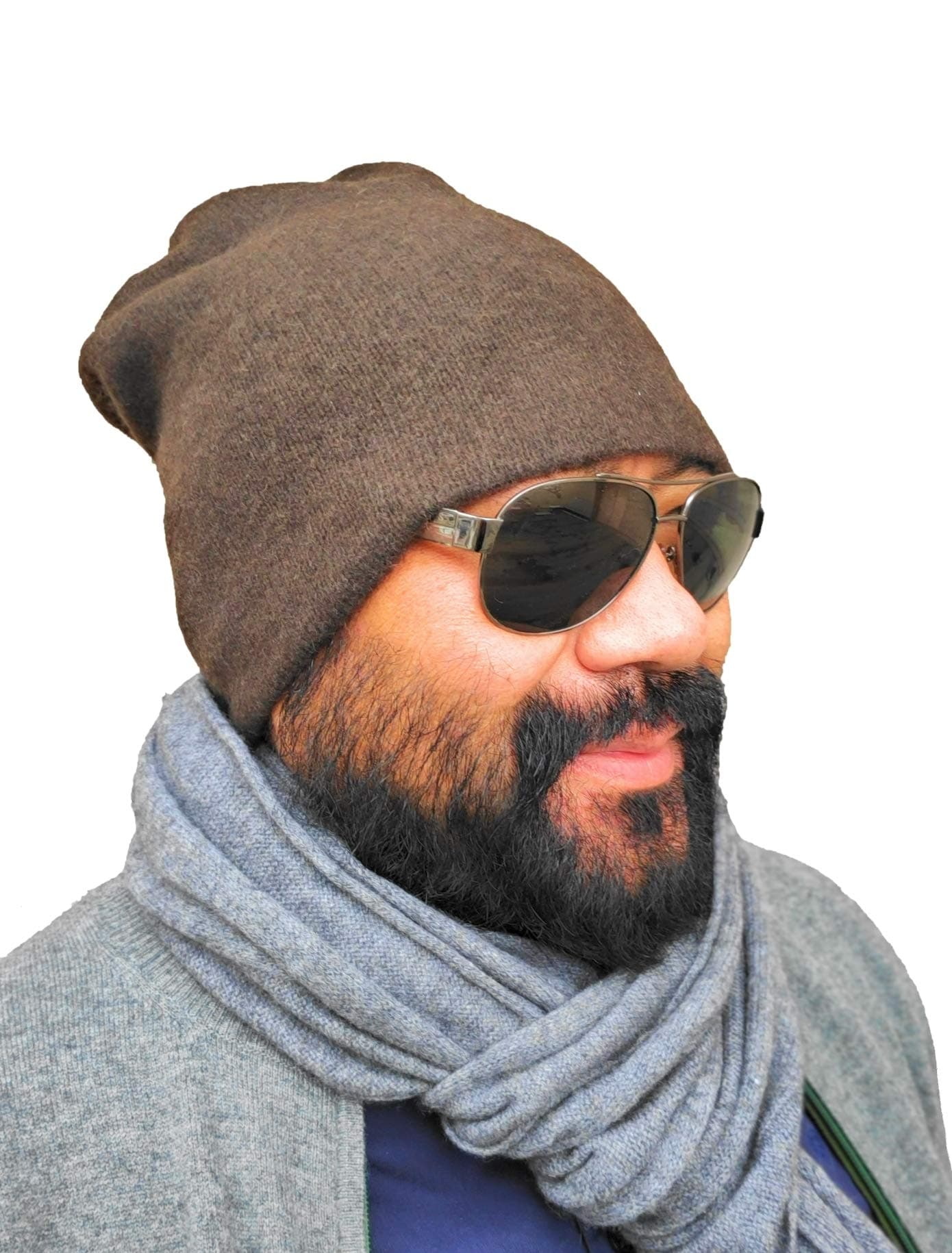 Warm hat for Men and Women Cold Winter, Double Layer Pure Yak Wool, Soft, Dark Brown