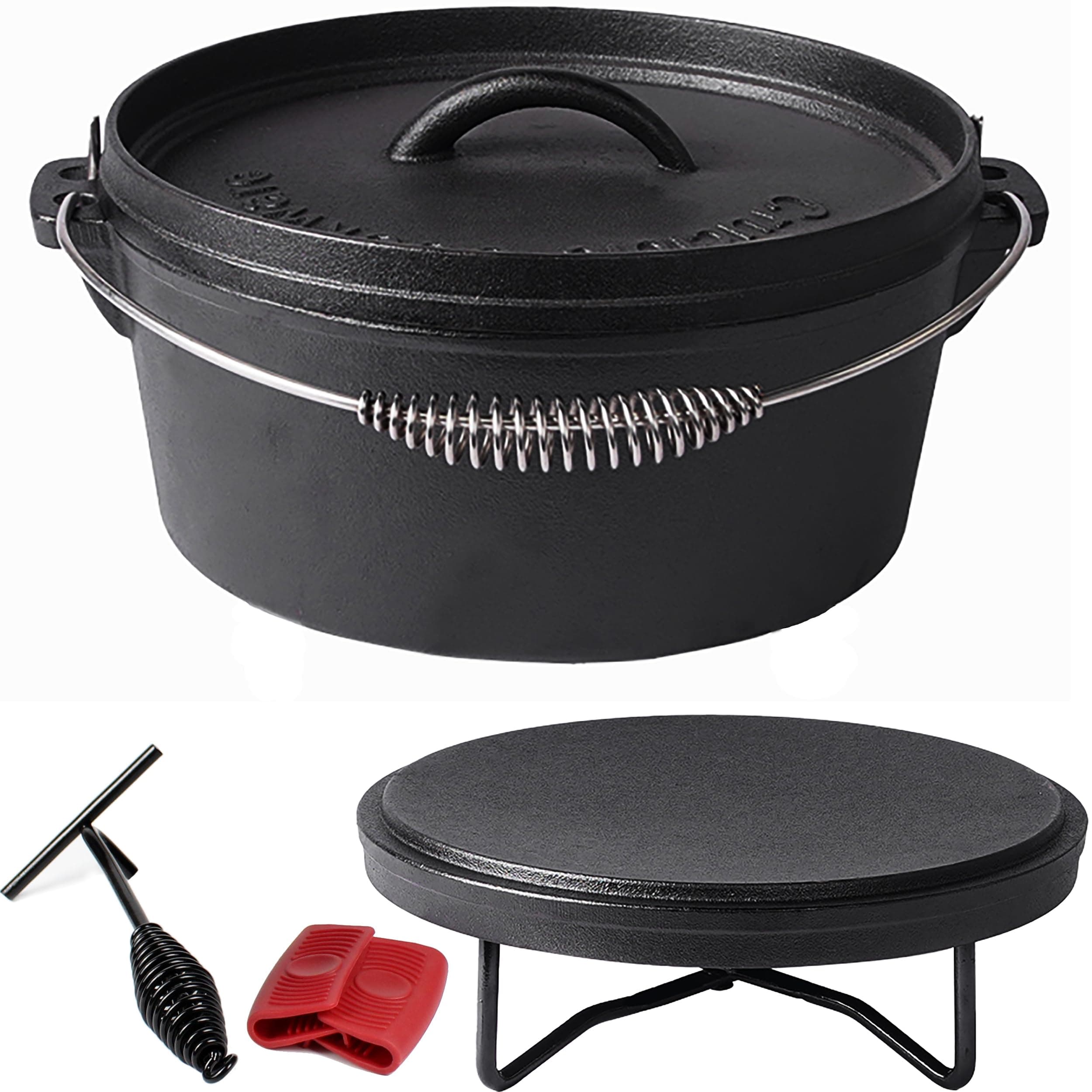 Cast Iron Camp Dutch Oven, 3.9 L, Including Lid Lifter