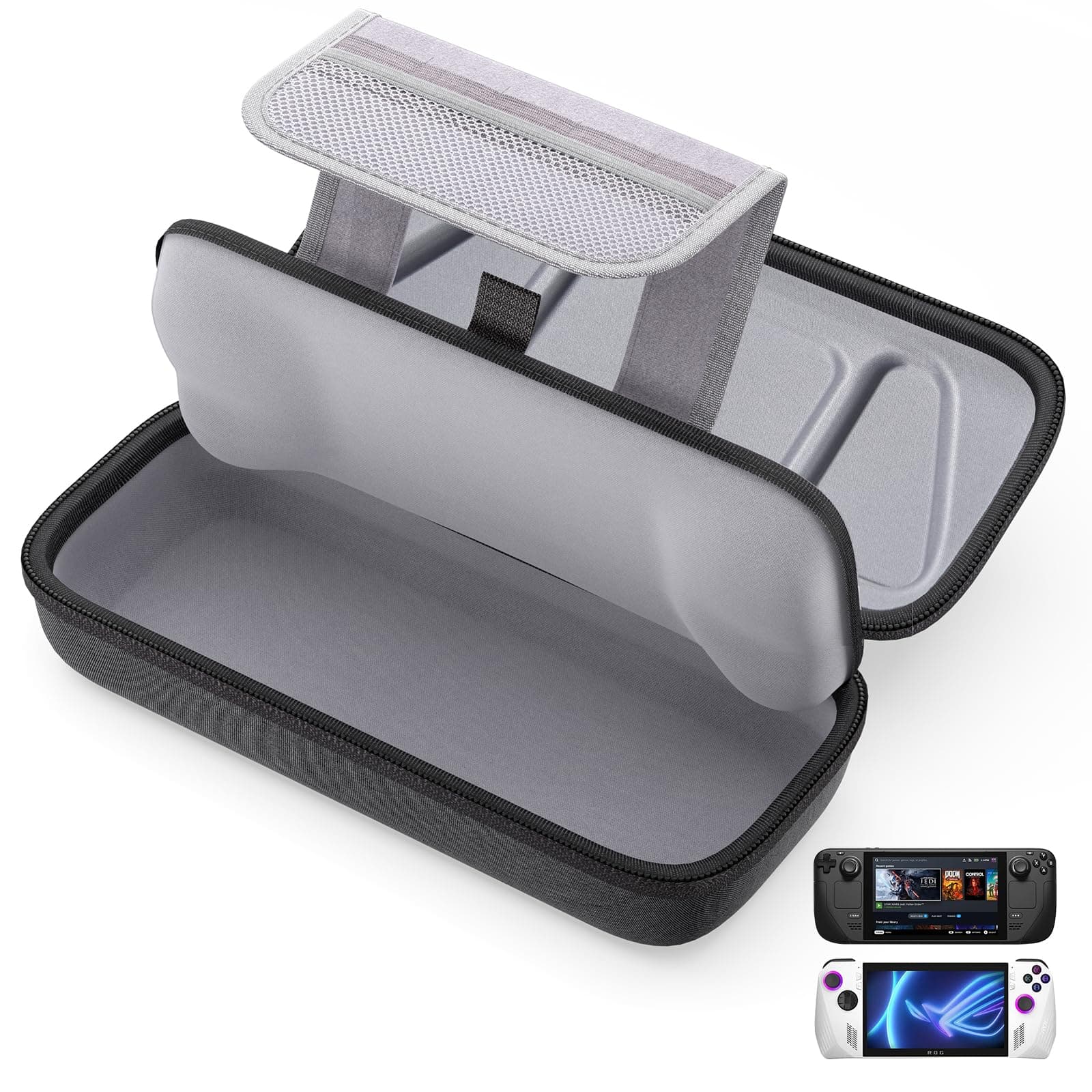 JSAUX Carrying Case Compatible with Steam Deck/ROG Ally/Switch 2, Protective Hard Shell Carry Case Built-in Charger & Docking Station Storage, Portable Travel Bag for Steam Deck OLED/ROG Ally X
