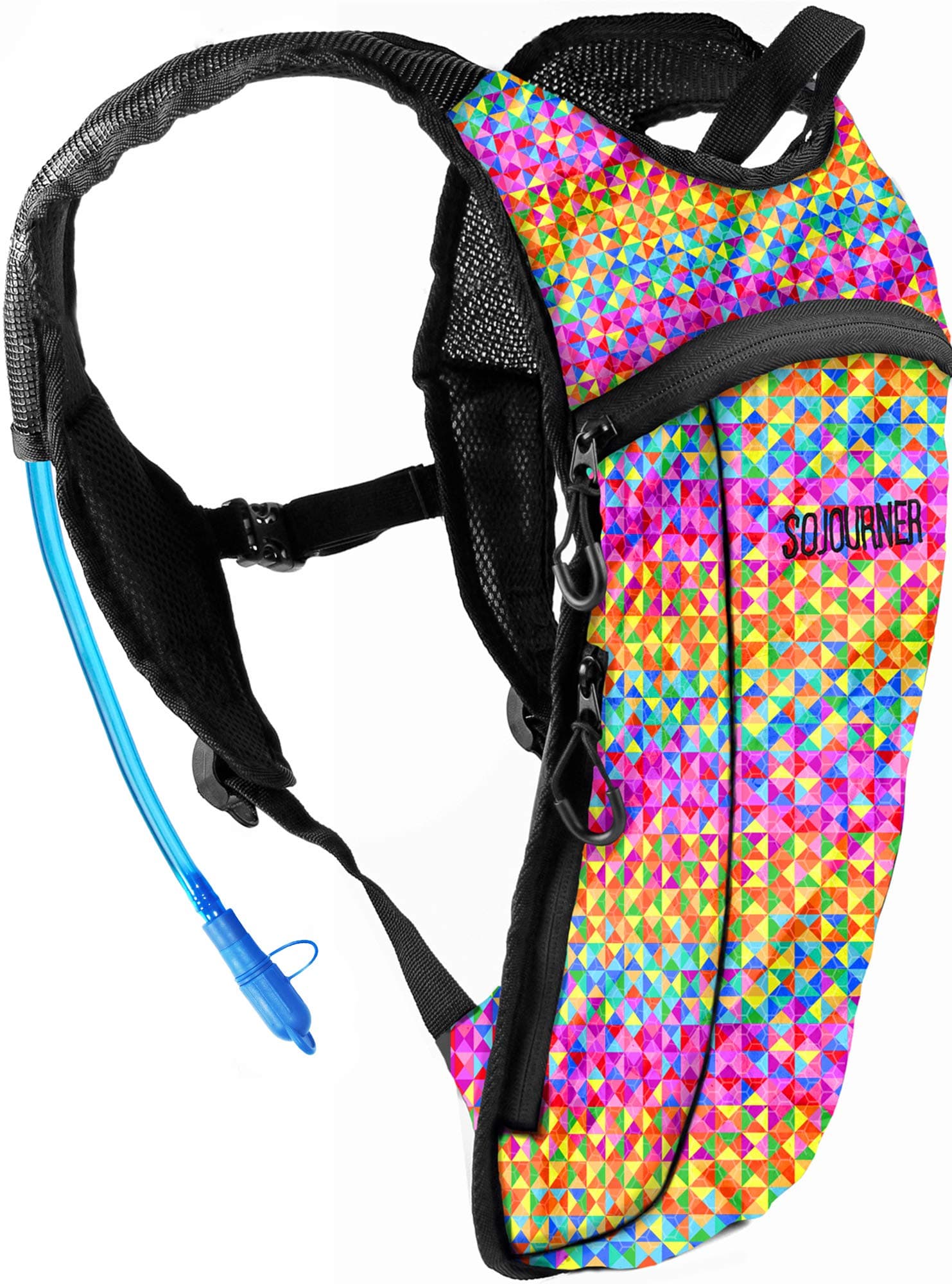 SoJourner Bags Hydration Pack Backpack - 2L Water Bladder Included For Festivals, Raves, Hiking, Biking, Climbing, Running And More