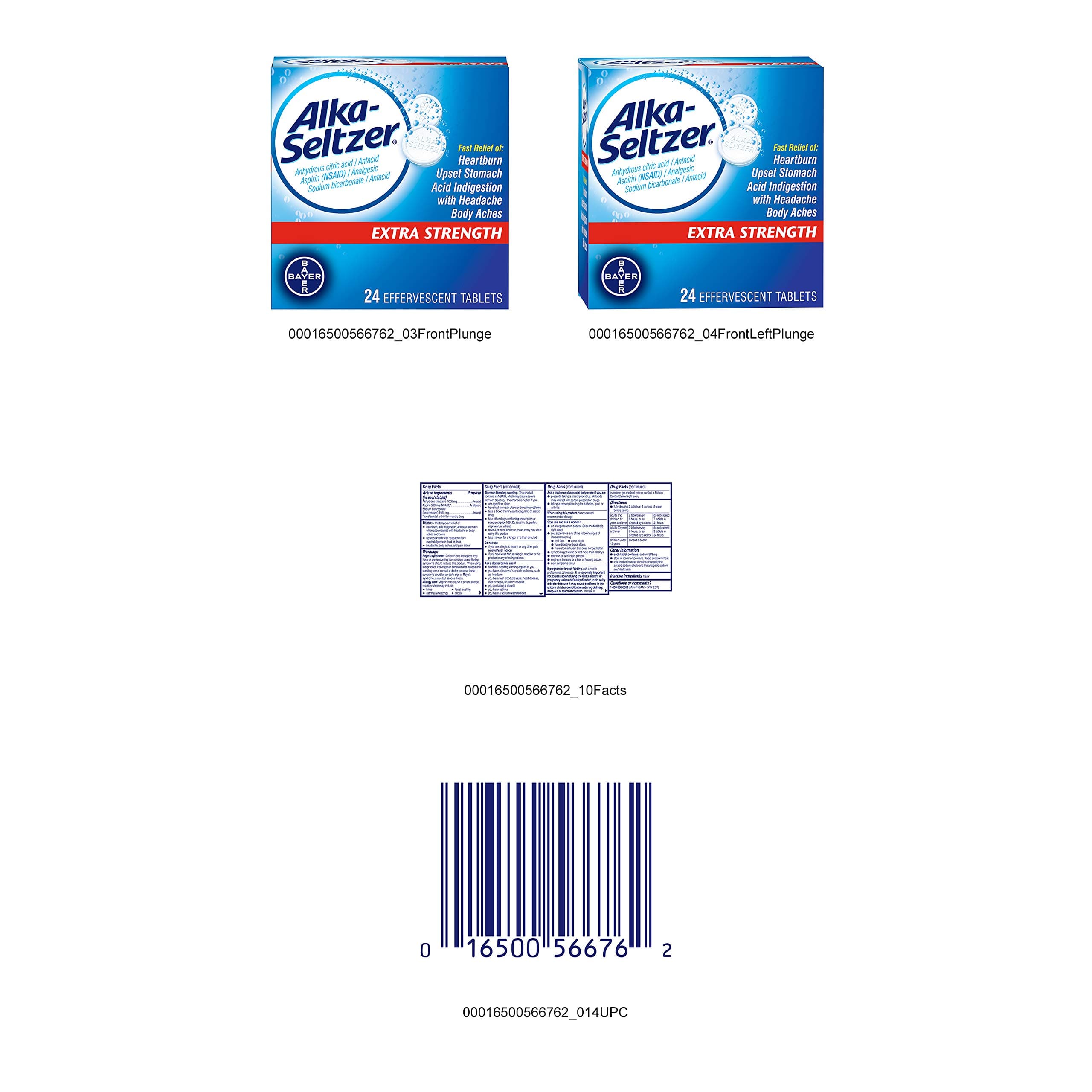 Alka-Seltzer Effervescent Extra Strength - 24 Tablets, Pack of 3