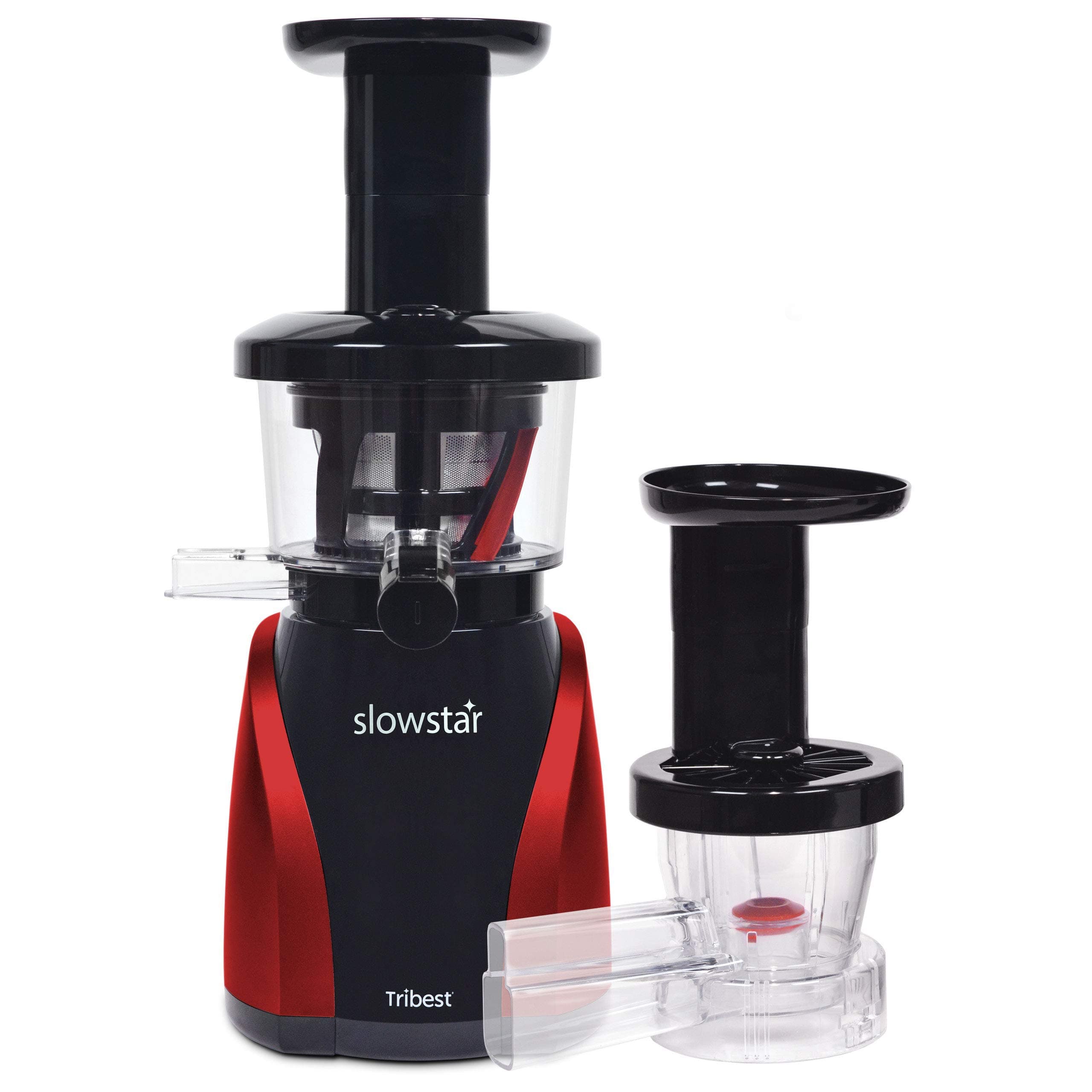 Tribest Juicer Slowstar SW-2000-B Vertical Masticating Cold Press Juicer & Juice Extractor with Mincer, Red